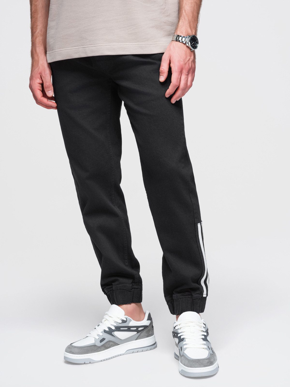 OMBRE Jeggings Herren-Jogginghose aus Denim mit Streifen