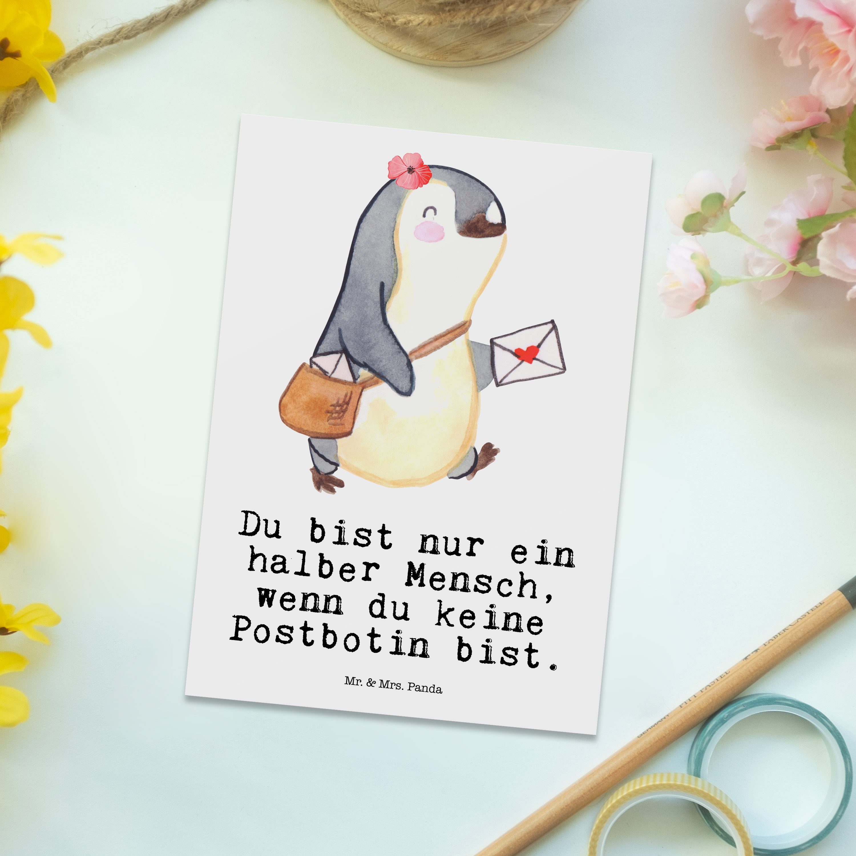 Geschenk, - & Postbotin Herz Mrs. Weiß Postlerin, - Panda Geschenkkarte, mit Mr. Postkarte Brief