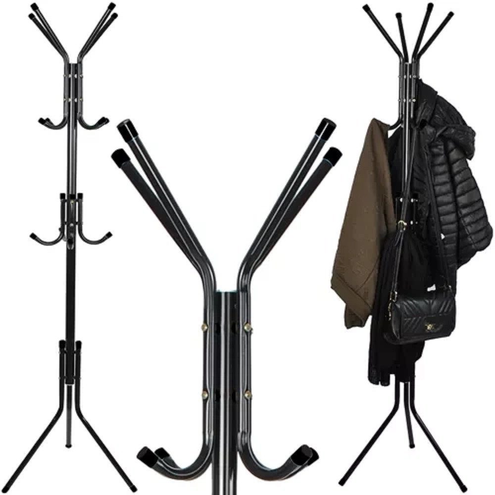 Ruhhy Garderobenständer Garderobenständer 12 Haken 3 Ebenen 175cm Kleiderständer