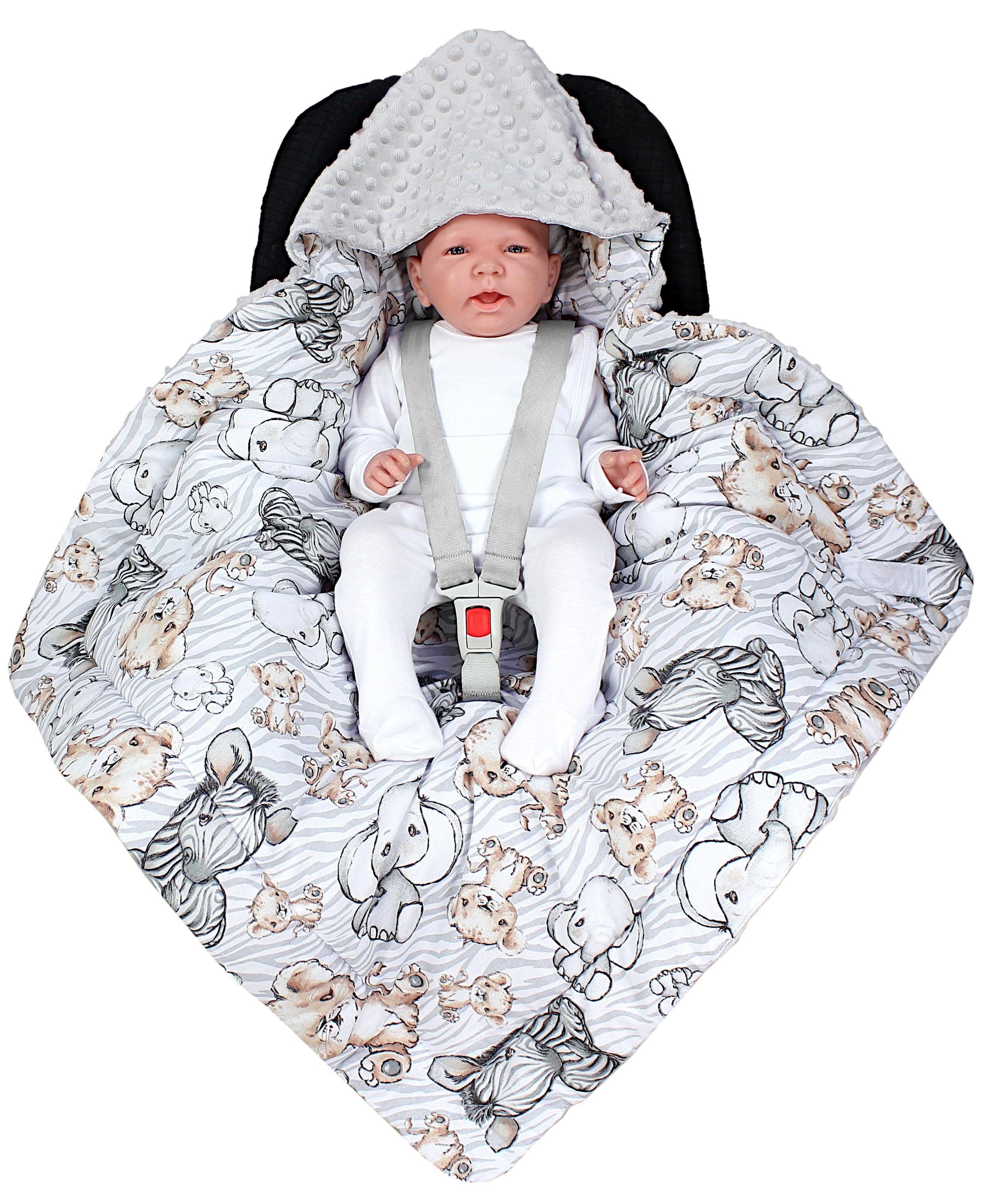 / Einschlagdecke TupTam Winter Grau Baby Babyschale Minky, Einschlagdecke für Wattiert Safari