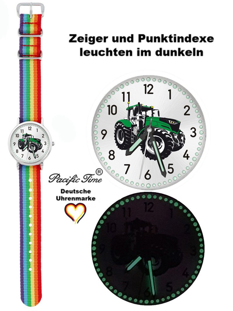 Pacific Time Design Quarzuhr Armbanduhr Match Traktor Versand Gratis grün Regenbogen Wechselarmband, Mix Kinder - und