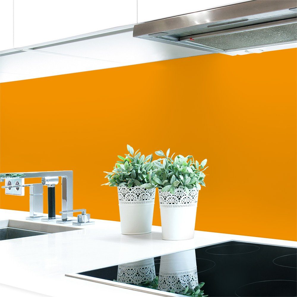 DRUCK-EXPERT Küchenrückwand Küchenrückwand Orangetöne ~ Unifarben selbstklebend 2000 mm Hart-PVC Premium Gelborange RAL 0,4