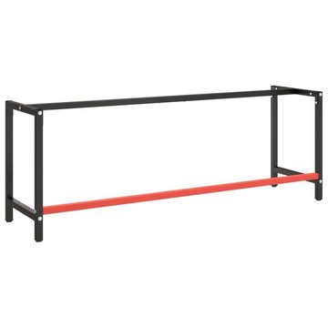 vidaXL Tischbein Werkbankgestell Mattschwarz und Mattrot 220x57x79 cm Metall