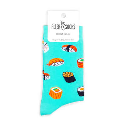 AlterSocks Freizeitsocken Lustige Socken Sushi Socken Damen & Herren Unisex Größe 36 – 45 (1 Paar)