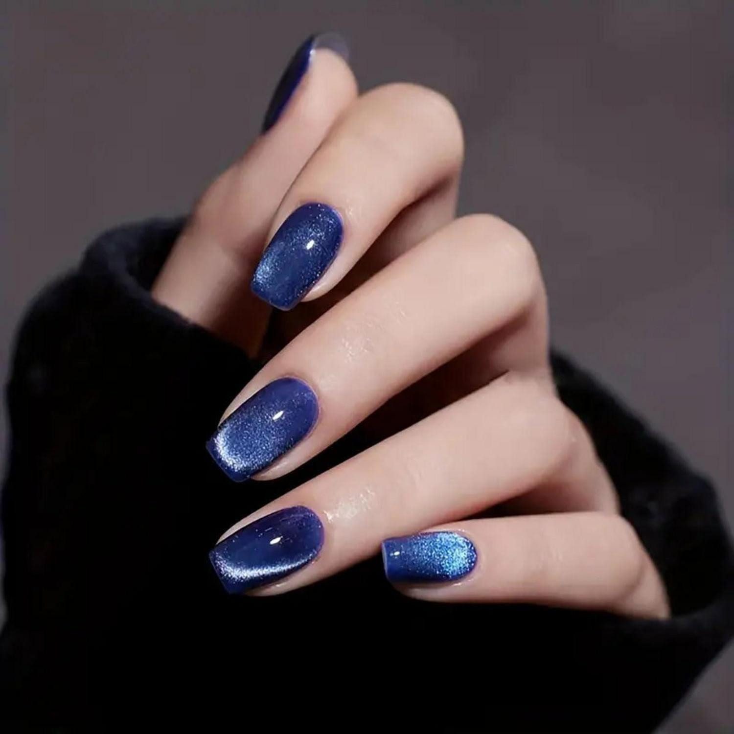 LuxusKollektion Kunstfingernägel Künstliche Fingernägel dunkelblau Glitzer quadratisch mittel