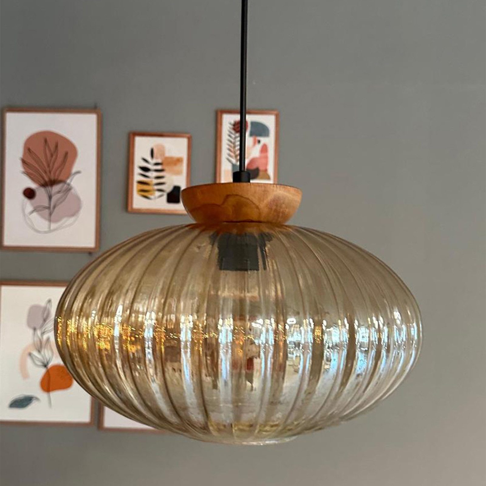 Bamyum Pendelleuchte Elegant Glas Pendelleuchte Hängelampe Restaurant Halle Beleuchtung, ohne Leuchtmittel
