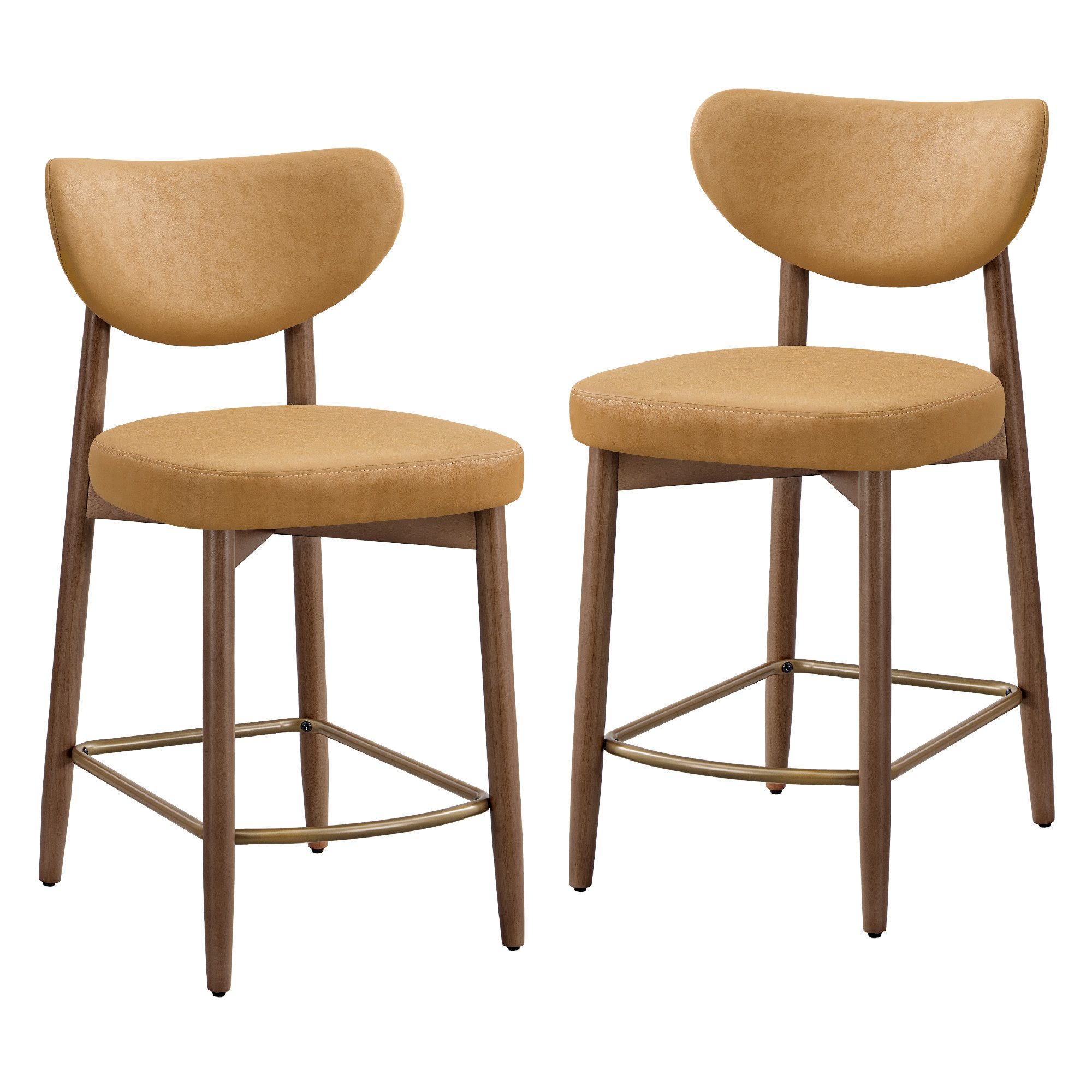 VASAGLE Barhocker Barstuhl, Polsterstuhl, Küchenstuhl, mit Massivholzbeinen (2 St., 2er), ergonomischer Rückenlehne, Mid-Century-Modern-Stil, 2er Set