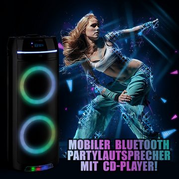 Reflexion PS10BTCD mit CD-Player Party-Lautsprecher (450 W, mit Radio, Bluetooth, USB, MP3, CD, AUX-IN, Akku)