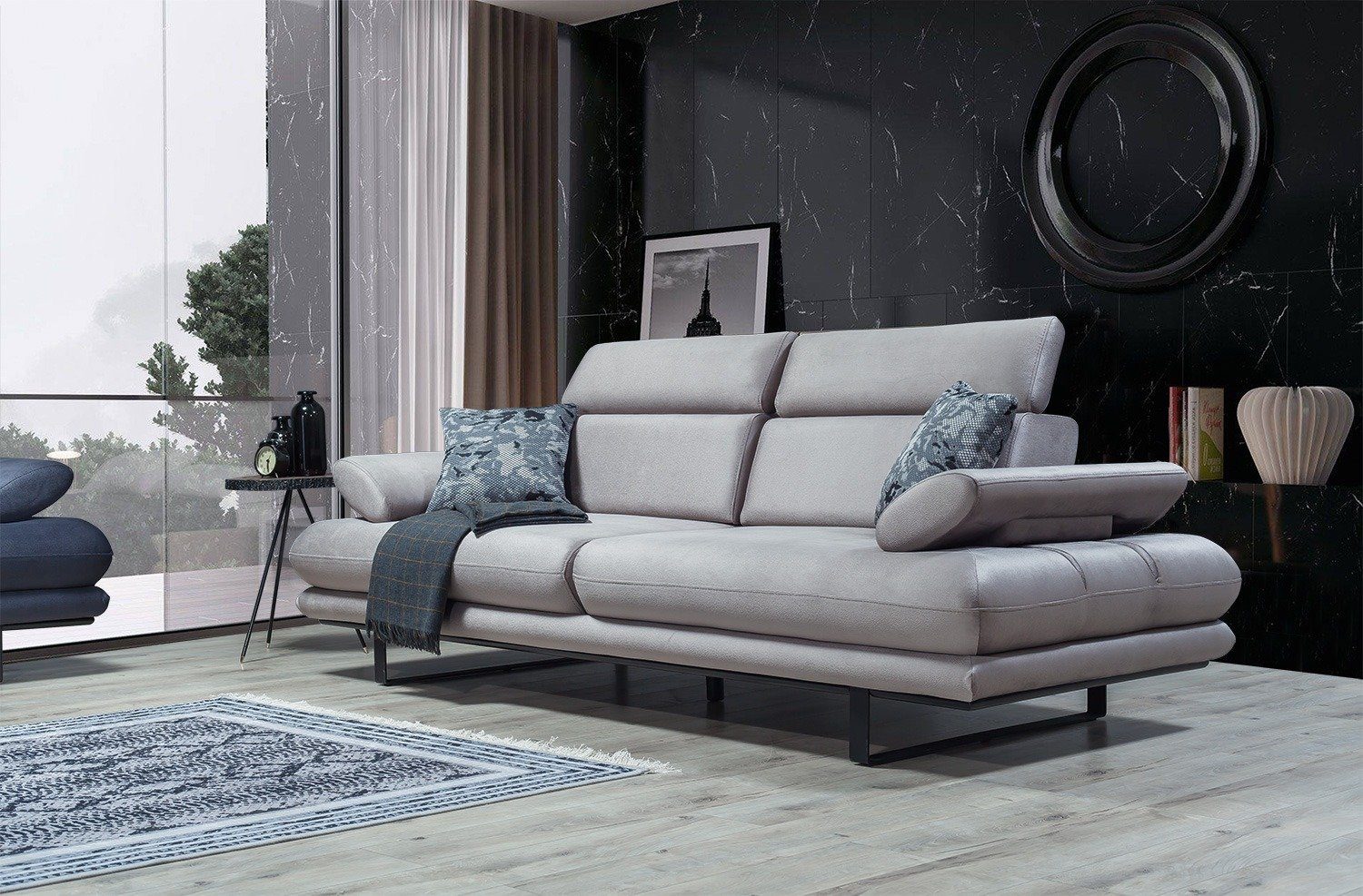 Villa Möbel Sofa Energy, 1 Stk. 2-Sitzer, Quality Made in Turkey, stylische Sitztiefen- und Armlehnenverstellung Hellgrau