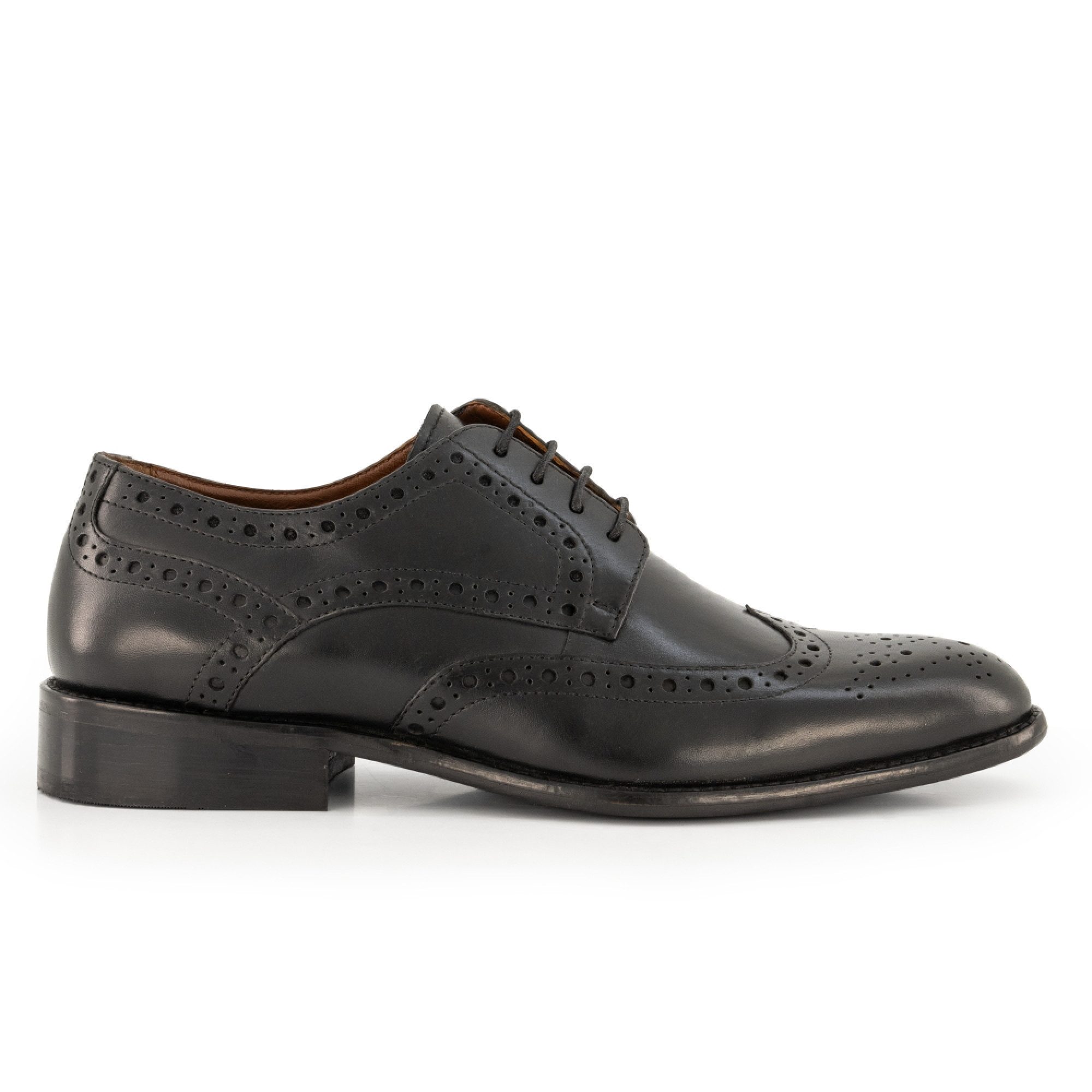 Prime Shoes Prime Shoes PEDRO Herren Budapester Glattleder Crust-Black Schnürschuh