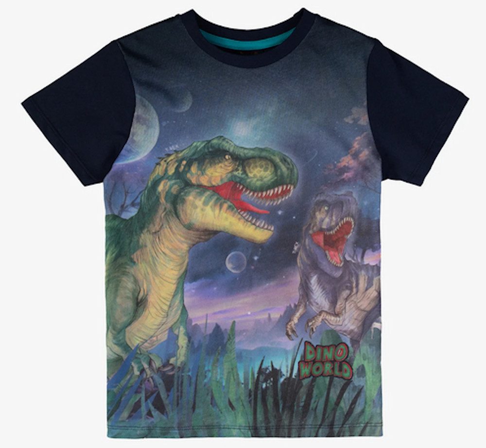 Dino World T-Shirt Dino World Dinosaurier T-Rex Dino T-Shirt blau (1-tlg)