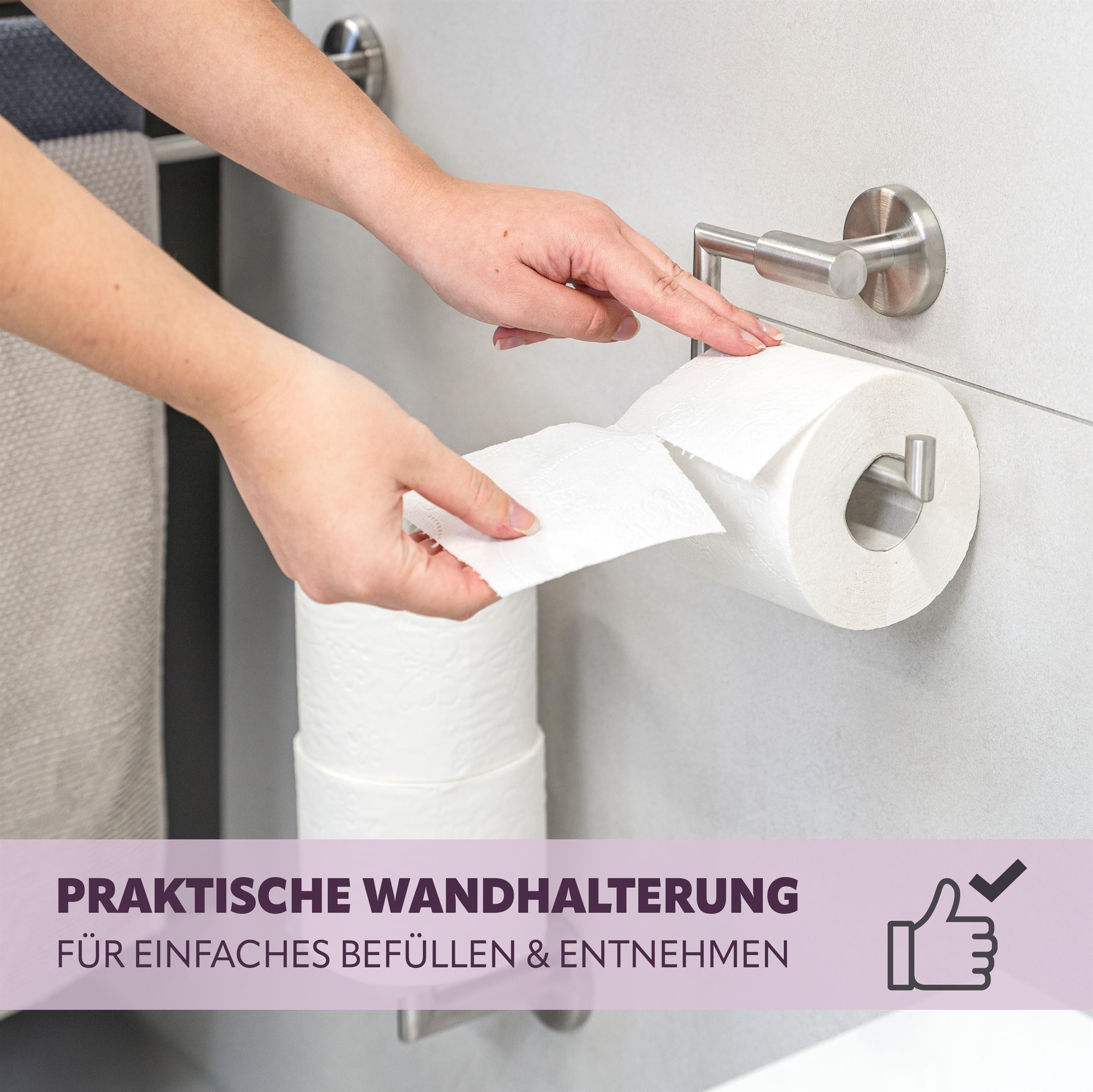 bremermann Toilettenpapierhalter Bad-Serie PIAZZA - Toilettenpapierhalter, aus Edelstahl matt – Bild 3 von 5