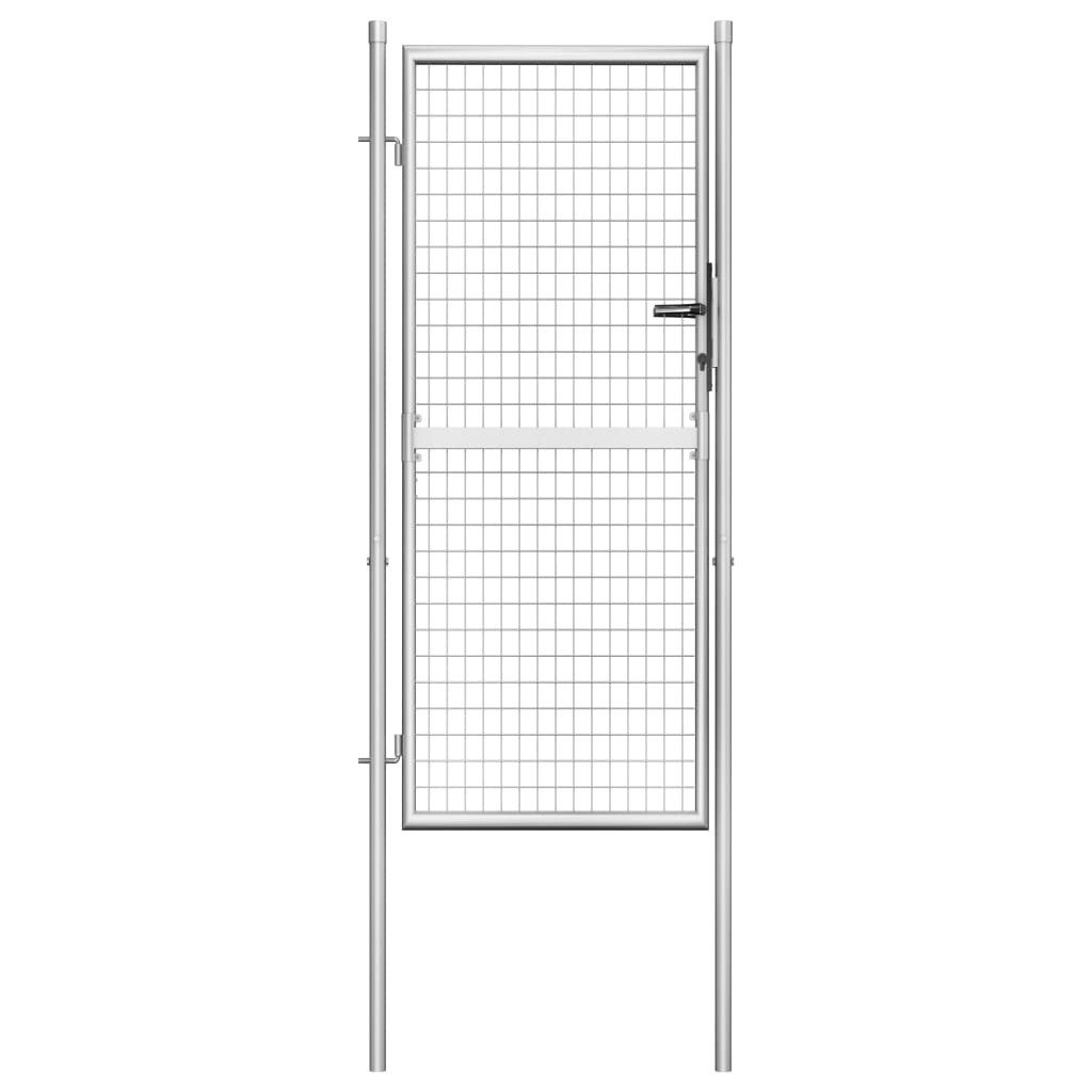 Gartentor 100 x 175 cm Gartentor Verzinkter Stahl 105x225 cm Silbern Schlüssel Z