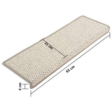 Stufenmatte Treppenmatten Selbstklebend Sisal-Optik 15 Stk. 65x21x4cm Beige, vidaXL, Rechteckig, Höhe: 0.53 mm