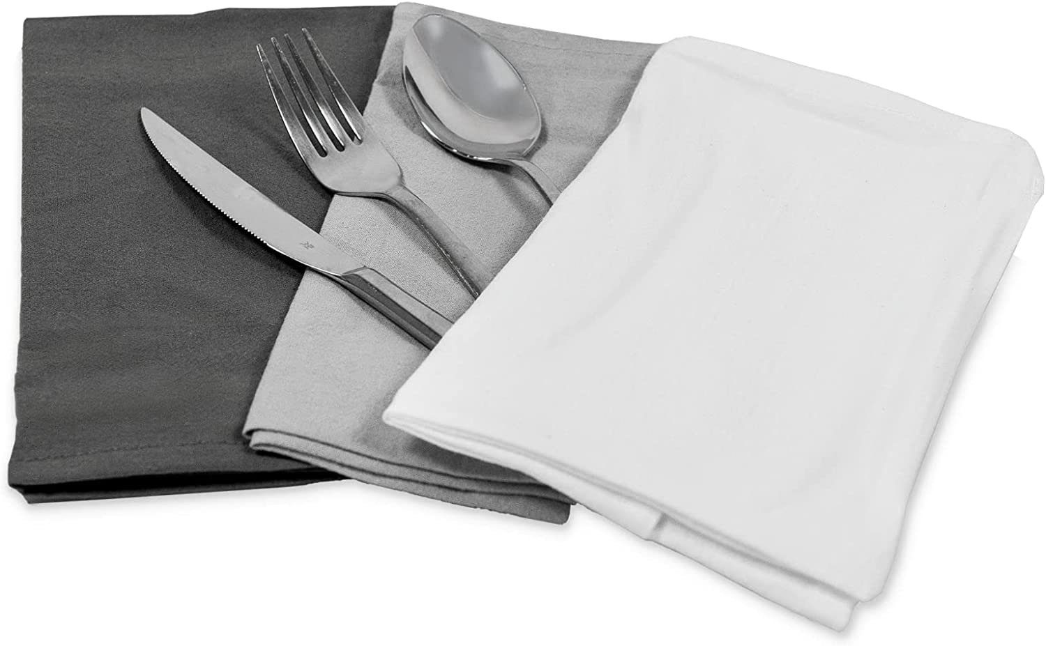 Mon Bijou Stoffserviette Stoffservietten Bio Baumwolle grau, weiß, dunkelgrau Servietten Stoff, (für Restaurants hochwertige Gastronomie Tischservietten Set 45  – Bild 5 von 5