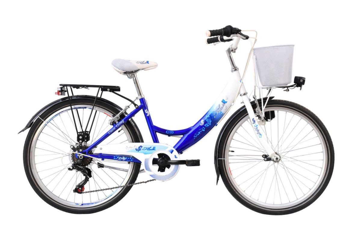 Cityrad 24 ZOLL Kinder City Mädchen Fahrrad Mädchenfahrrad Bike FLAIR Blau