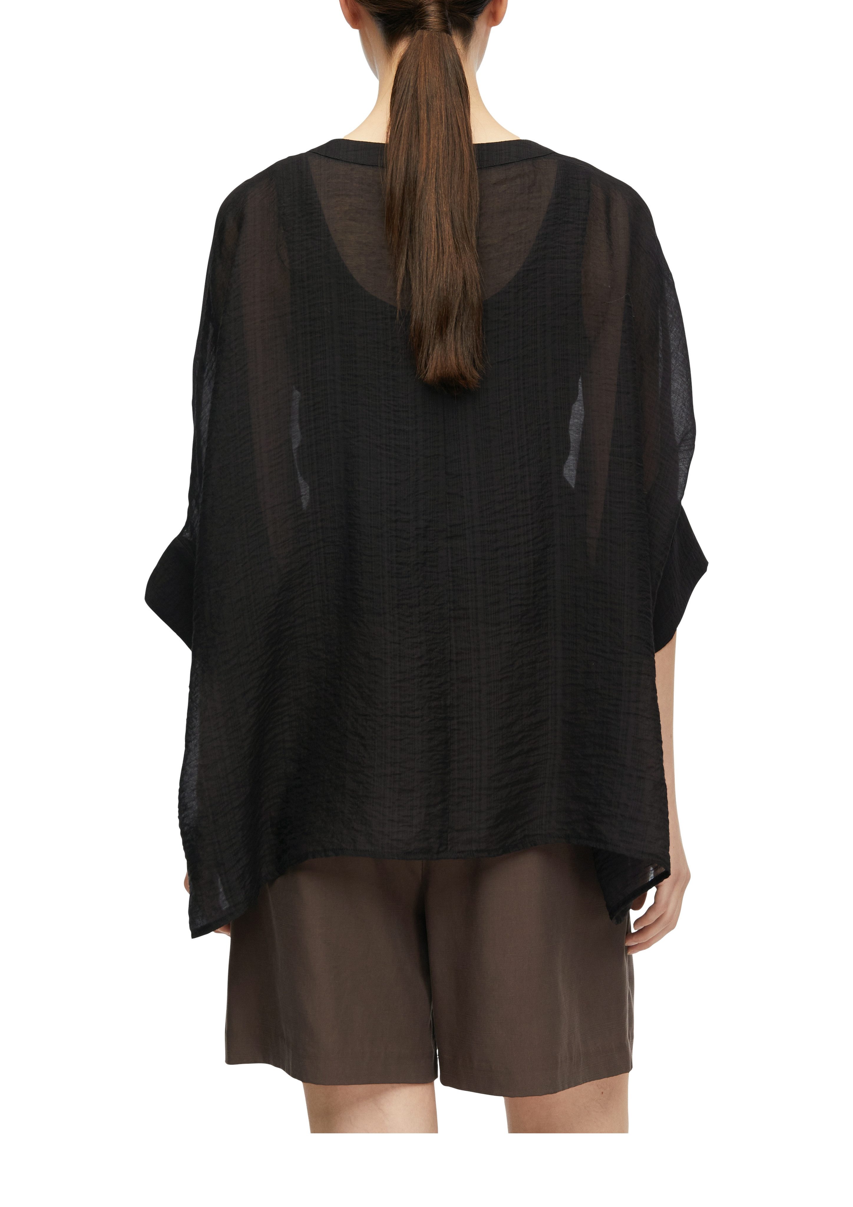 comma Schlupfbluse Transparente Sommerbluse mit V-Ausschnitt
