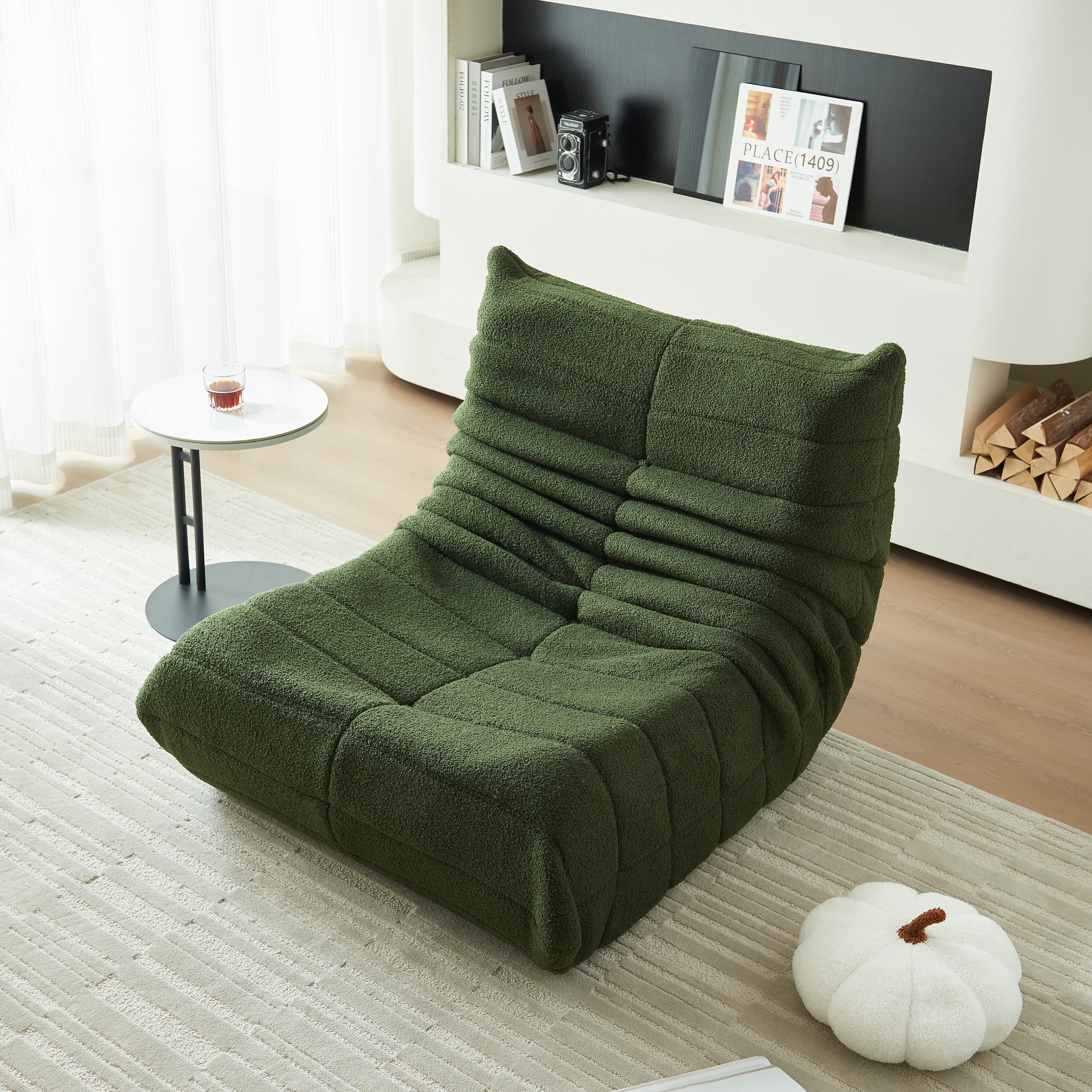 MODFU Sitzsack Loungesessel Wohnzimmer Sofa (Teddyfleece+Schaumstoff mit hoher Dichte, Interne rahmenlose Struktur), Produkt als komprimierte Verpackung