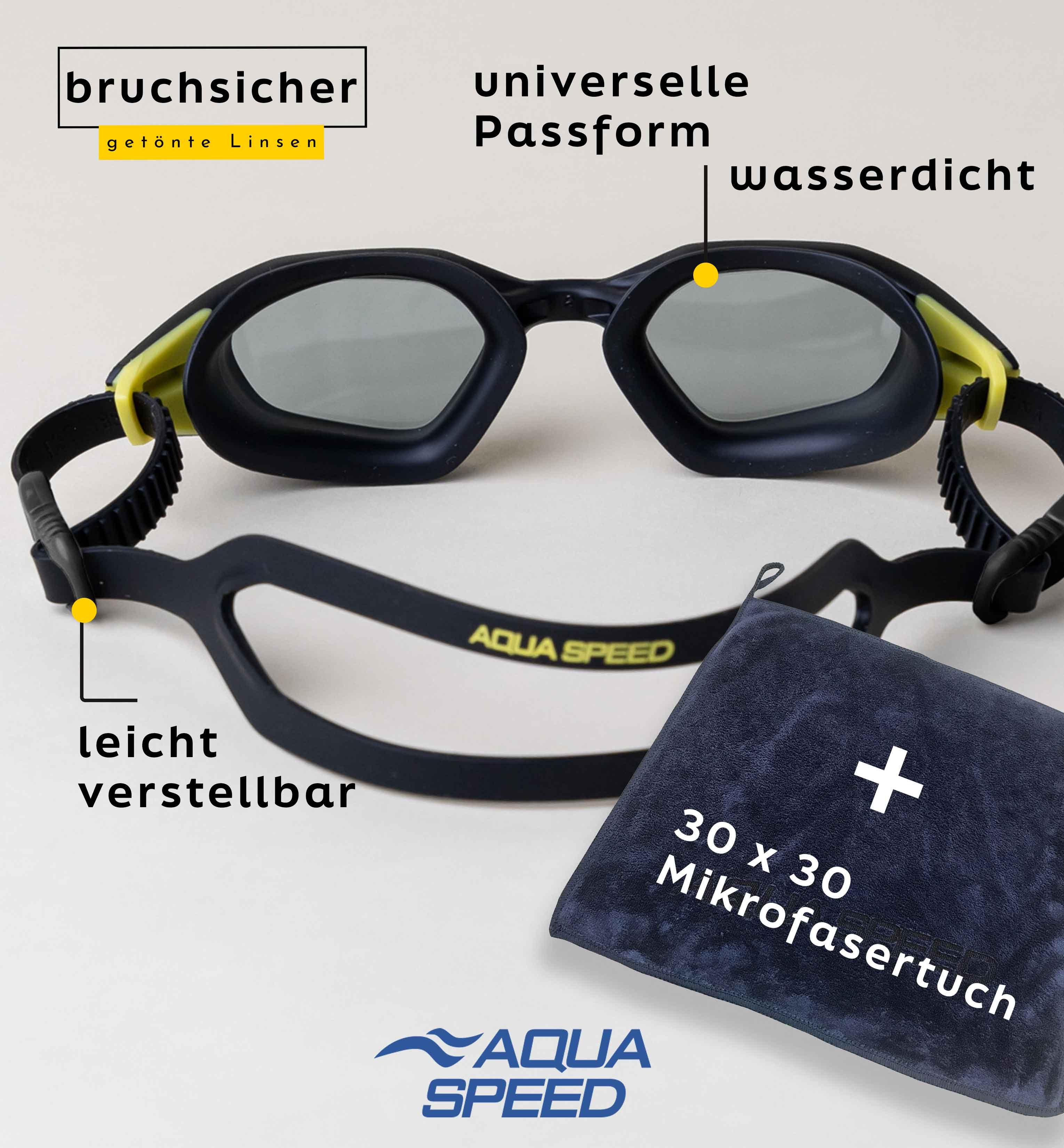 Aqua Speed Schwimmbrille Cyclone Race-Goggles verspiegelt gelb-schwarz – Anti-Fog & UV, (Flexibel & stabil – ideal für intensive Sprint- & Intervallsets), Anatomisches Profil – komfortabel & druckfrei für jede Session