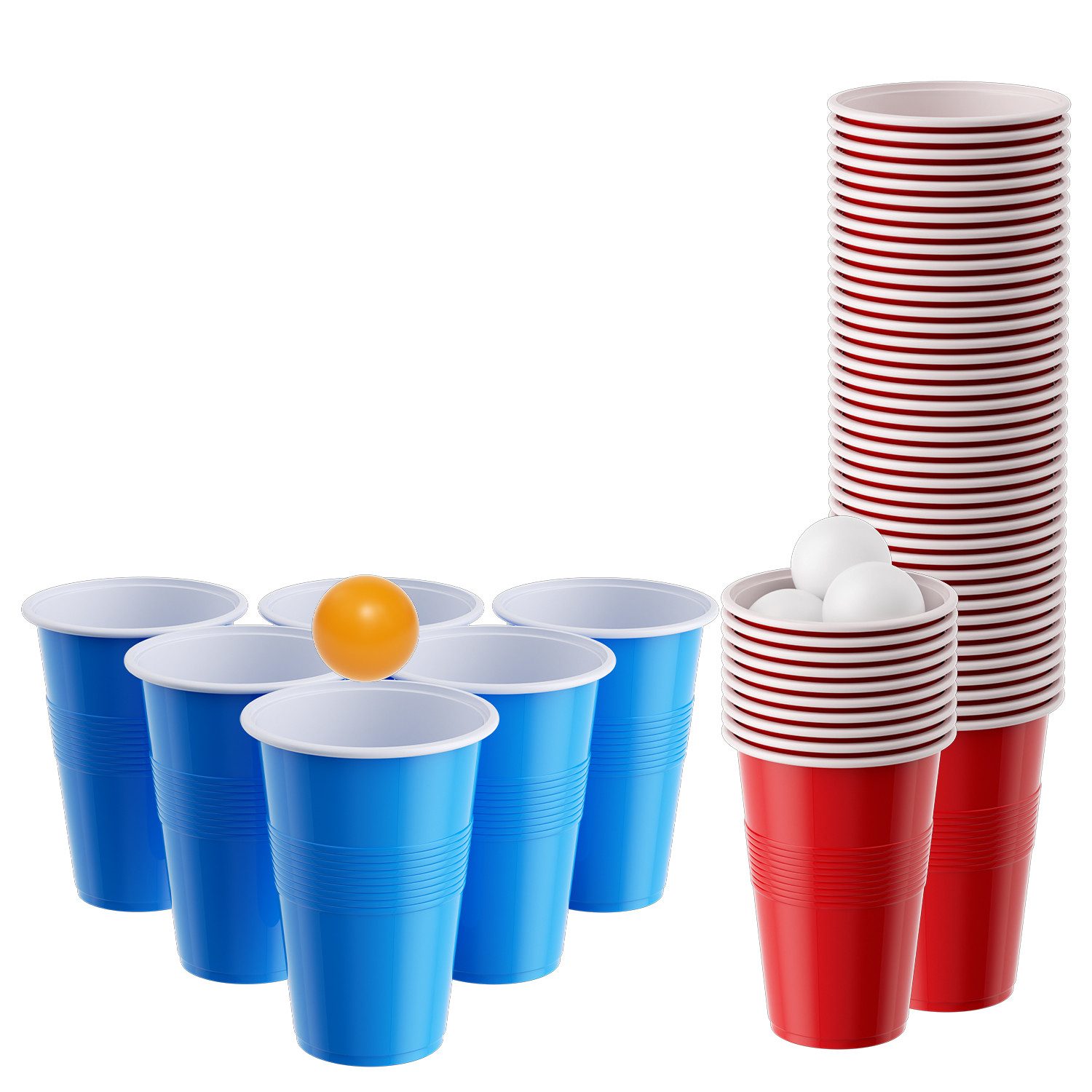 Clanmacy Becher Bierpong becher set 110 teilig (100 Becher, 10 Bälle) Kunststoff