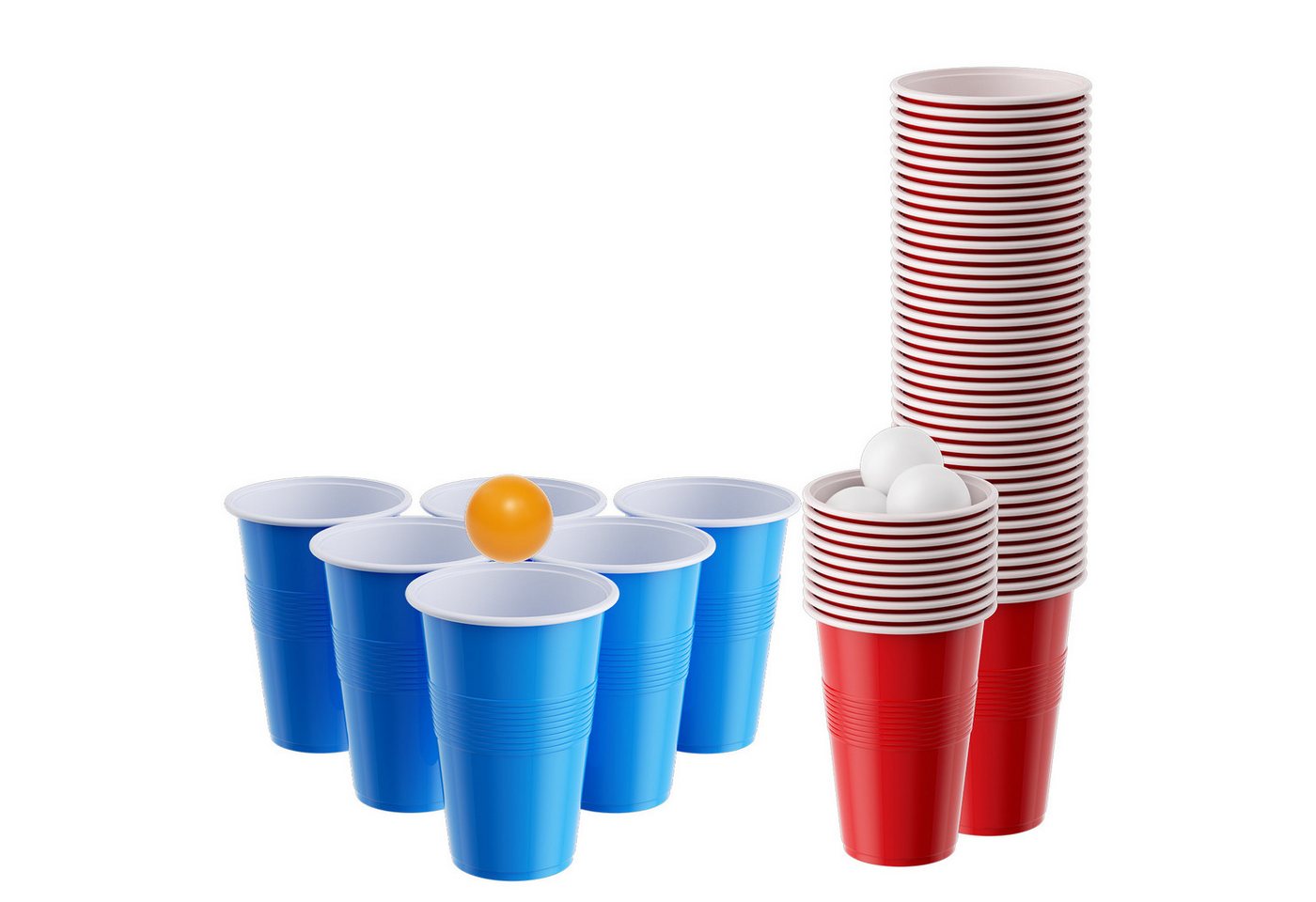 Clanmacy Becher Bierpong becher set 110 teilig (100 Becher, 10 Bälle) Kunststoff