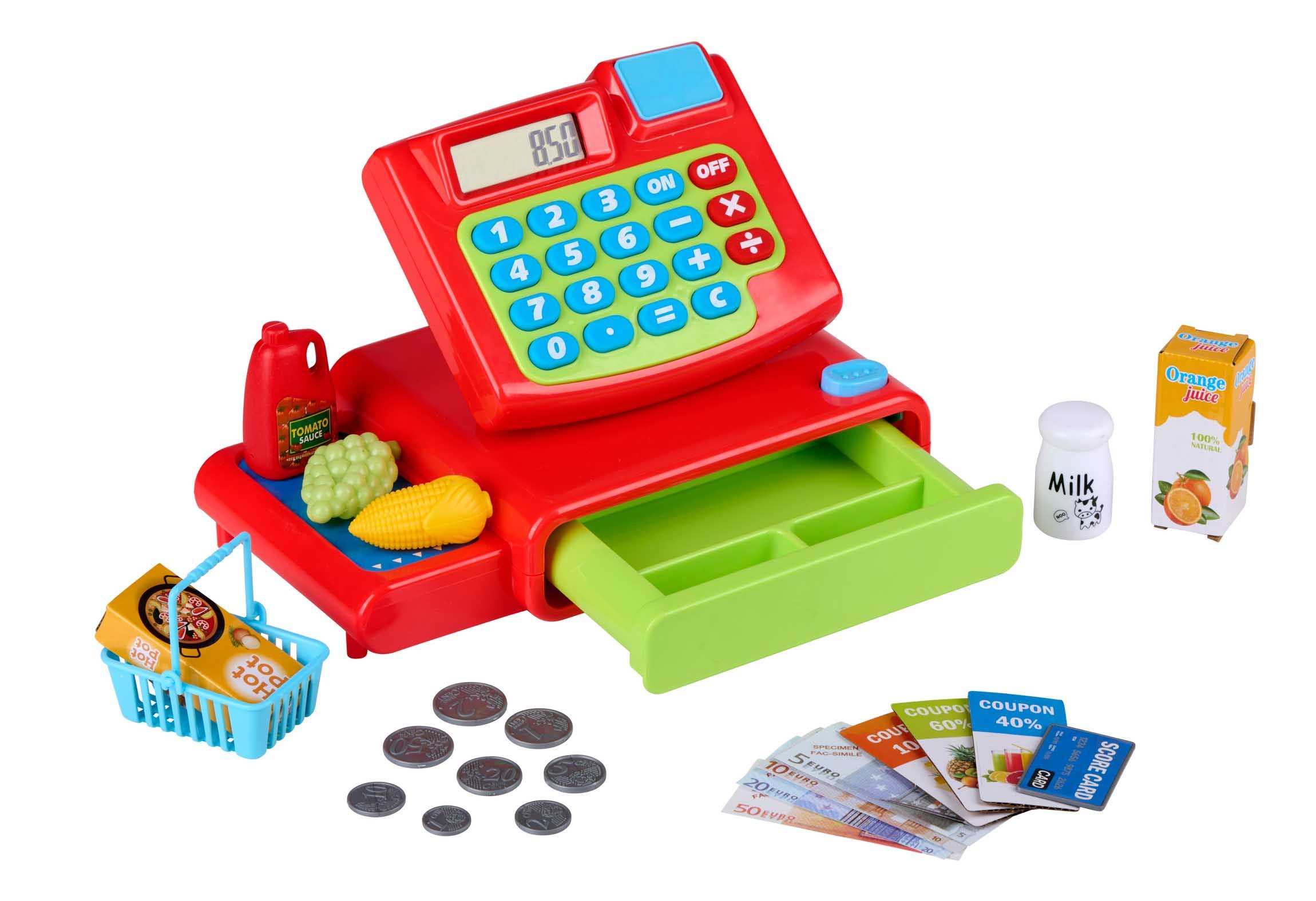 Eddy Toys Spielkasse Spielzeugkasse für Kinder, Kinder Spielkasse mit Ton- und Rechenfunktion