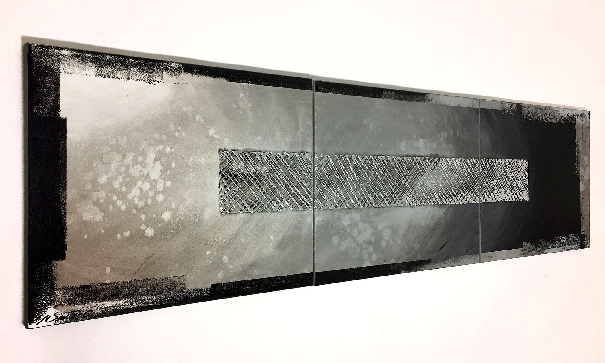 WandbilderXXL XXL-Wandbild Grey Night 210 x 60 cm, Abstraktes Gemälde, handgemaltes Unikat