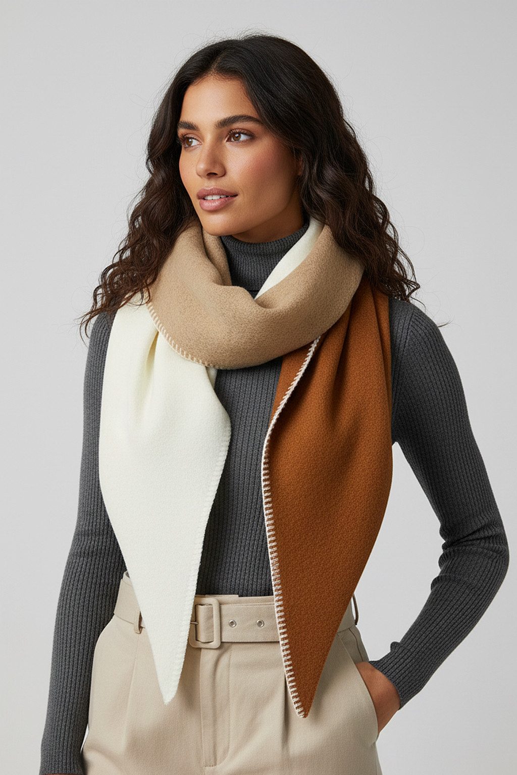 Faera Modeschal Modern mit Kontrastnaht, (1-St), 9429 in Braun günstig online kaufen