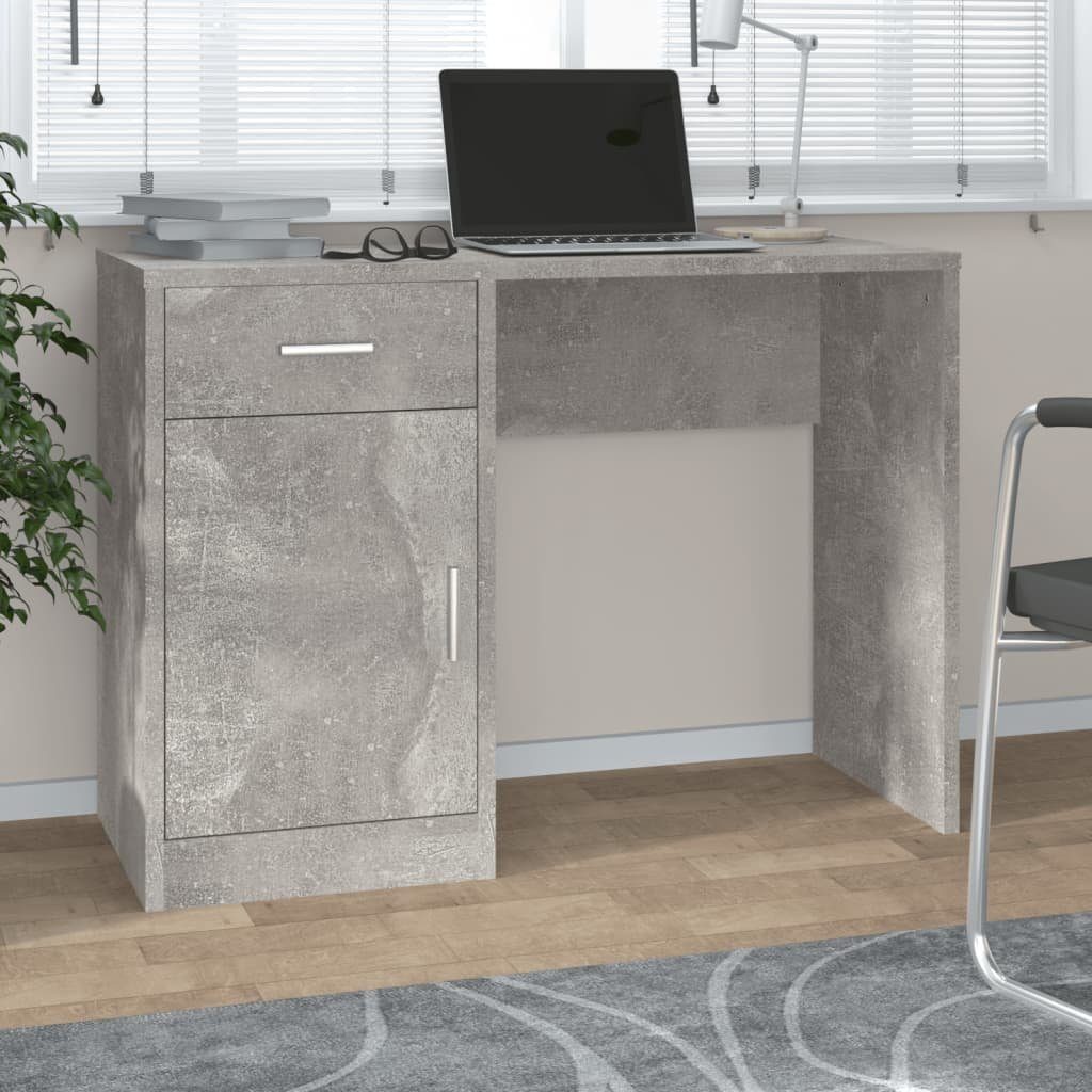 furnicato Schreibtisch 100 x 40 x 73 cm Betongrau (1-St), Computertisch mit integriertem Schrank und Schublade für dein Büro