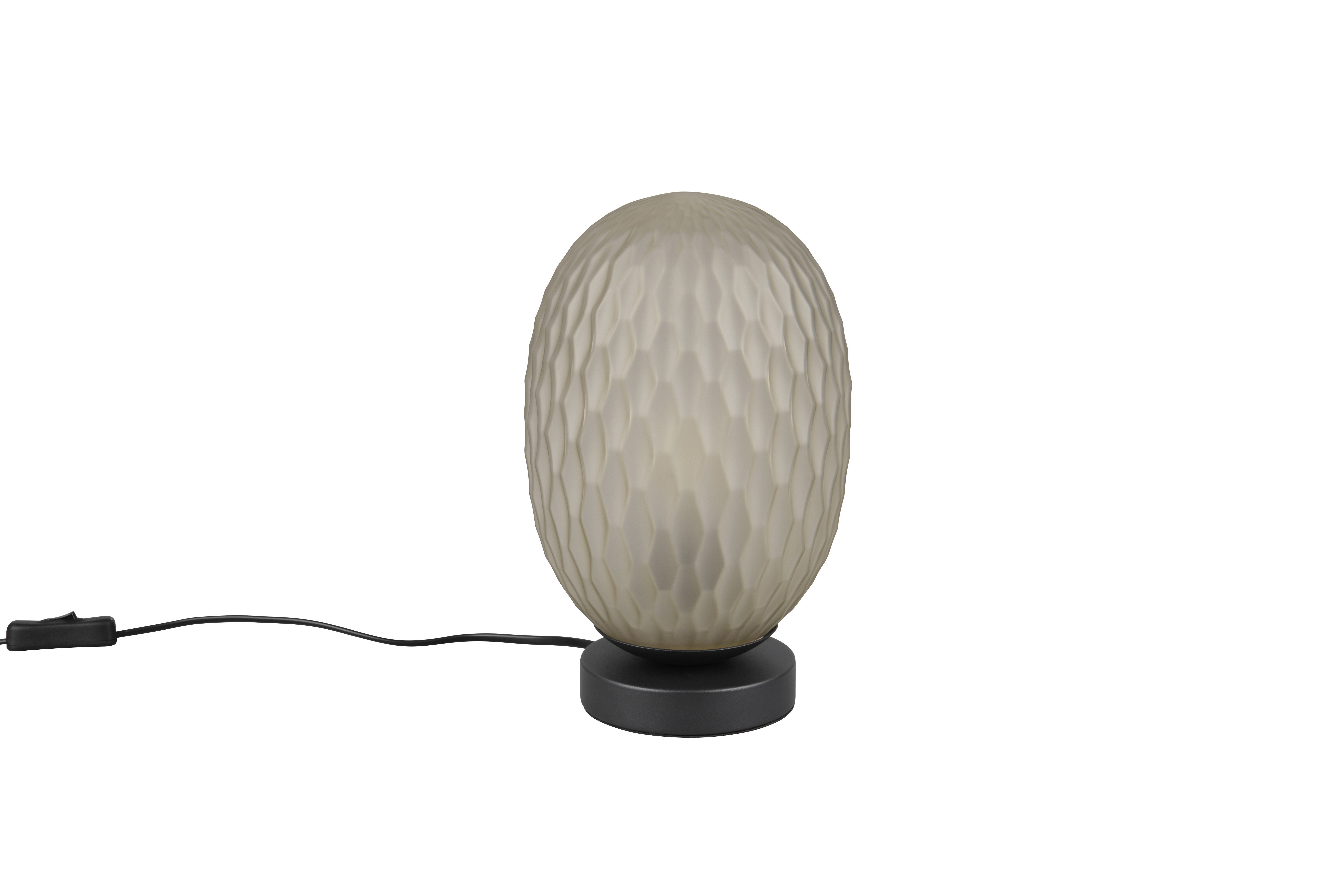 Tischleuchte FACETTE, Nachttischlampe mit Glas-Schirm Ø 18cm, Schnurschalter