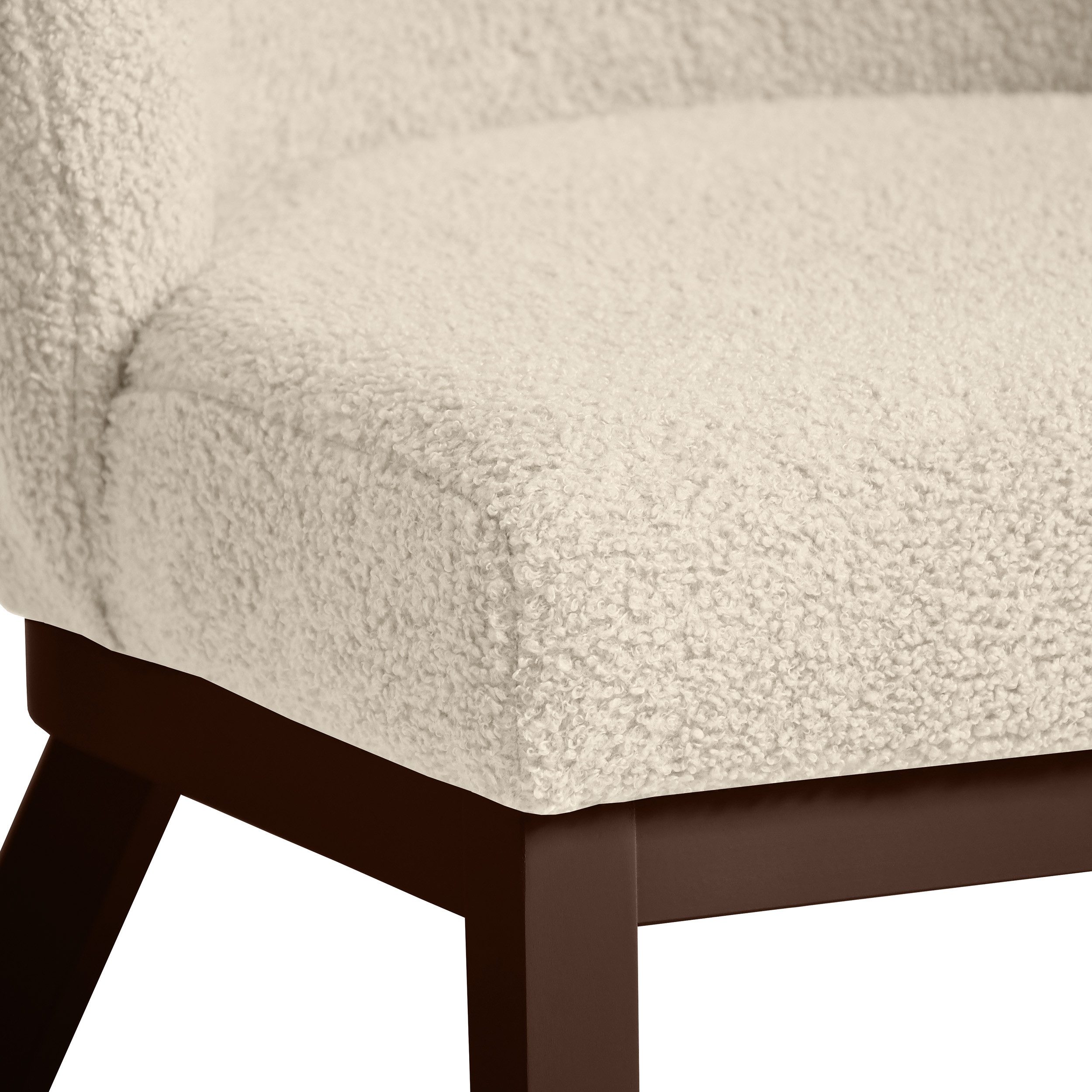 Beautysofa Polsterstuhl Liva mit breitem Sitz (Bouclé-Bezug & Holzgestell (verschiedene Farben)