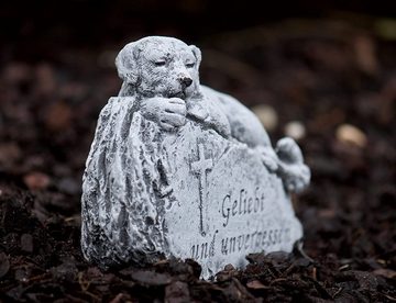 Stone and Style Gartenfigur Grabschmuck Grabstein Hund Geliebt und unvergessen Steinfigur Steinguss