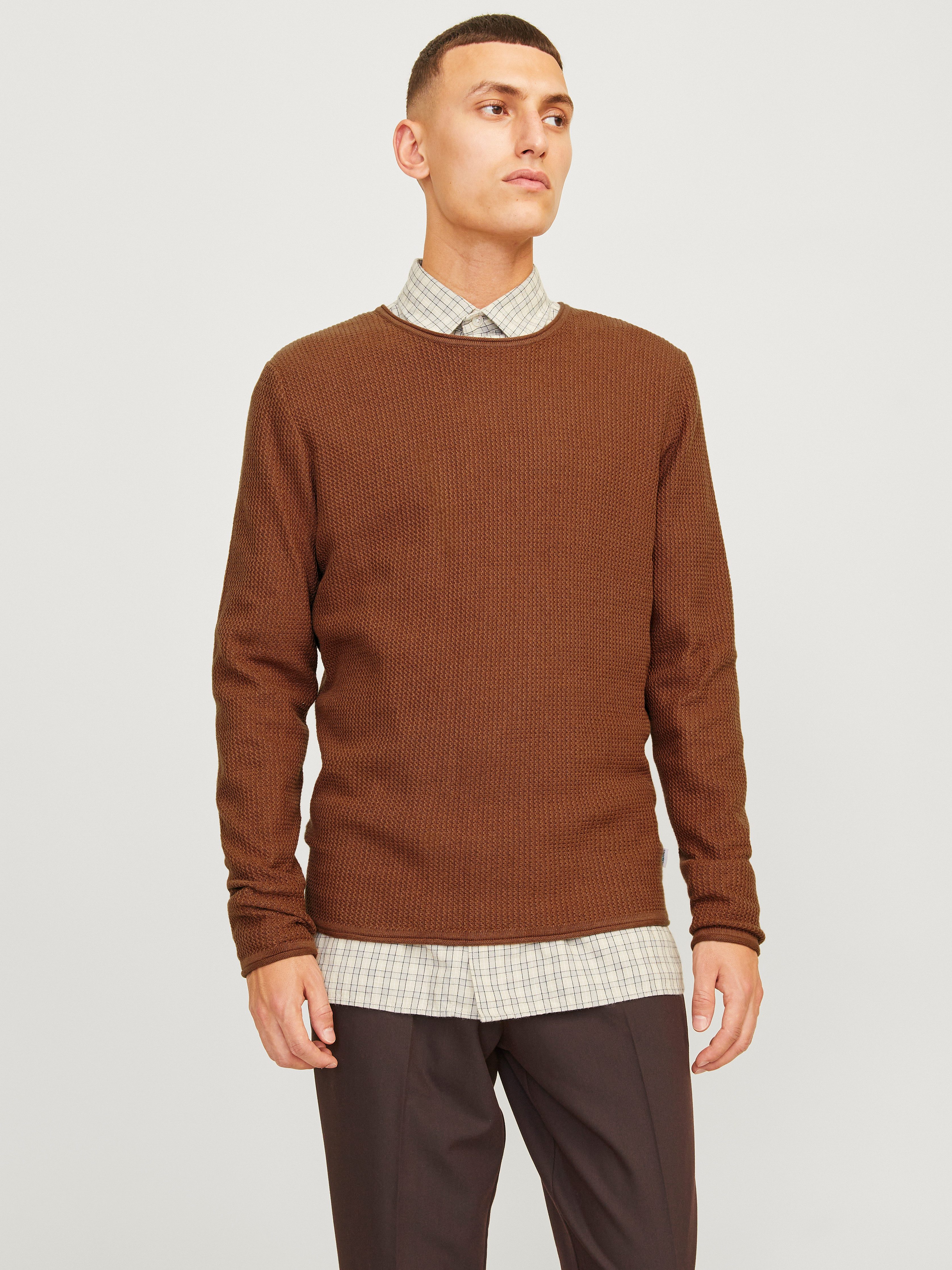 Jack & Jones Rundhalspullover JJECOOPER KNIT CREW NECK NOOS in Strick Optik günstig online kaufen