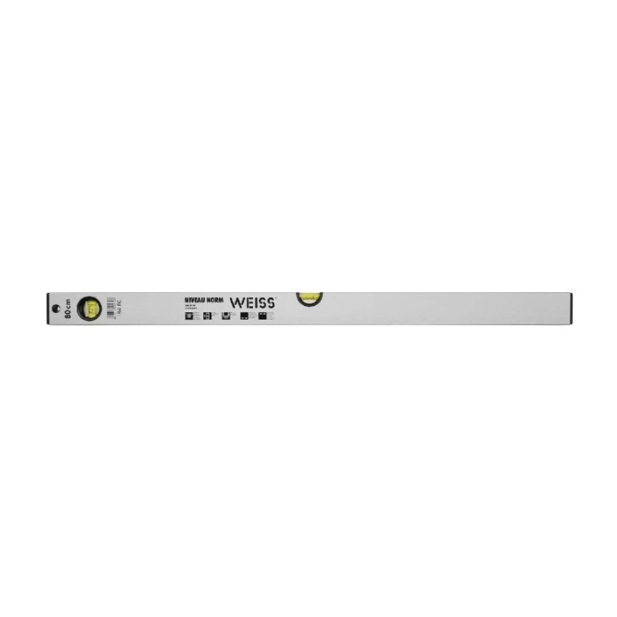 HaWe Wasserwaage HaWe Alu Wasserwaage 60 cm mit 2 Libellen Silber eloxiert, 60cm Niveau Norm Messwerkzeug Winkelmesser