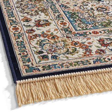 Teppich Palazzo Royal Täbriz, TaraCarpet, rechteckig, Höhe: 6 mm, Täbriz Seiden Optik blau Wohnzimmer Schlafzimmer Esszimmer 67x105