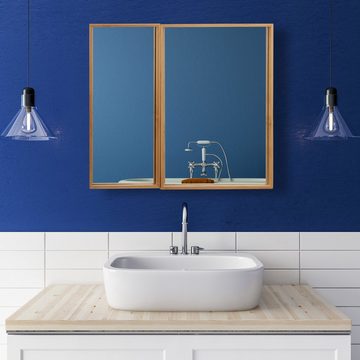 relaxdays Badezimmerspiegelschrank Bad Spiegelschrank mit 2 Türen