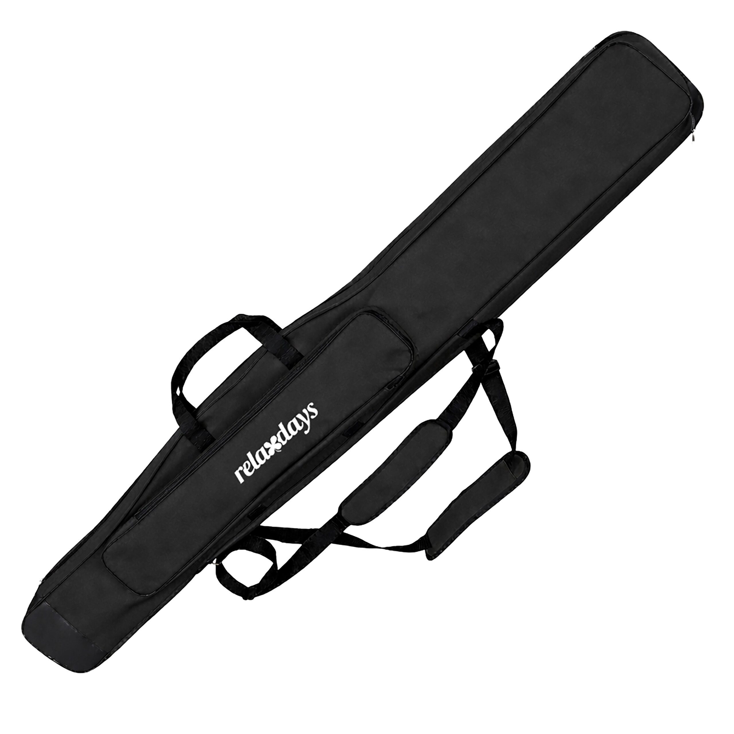 relaxdays Angelrutentasche Große Angeltasche Rutentasche 5 Fächer, schwarz, 150 cm