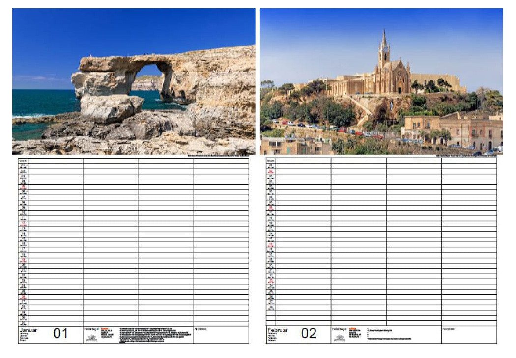Thumbnail - Seelenzauber Familienkalender Reisezauber Malta Familien Planer Kalender für 2025 DIN A3 Mittelmeer