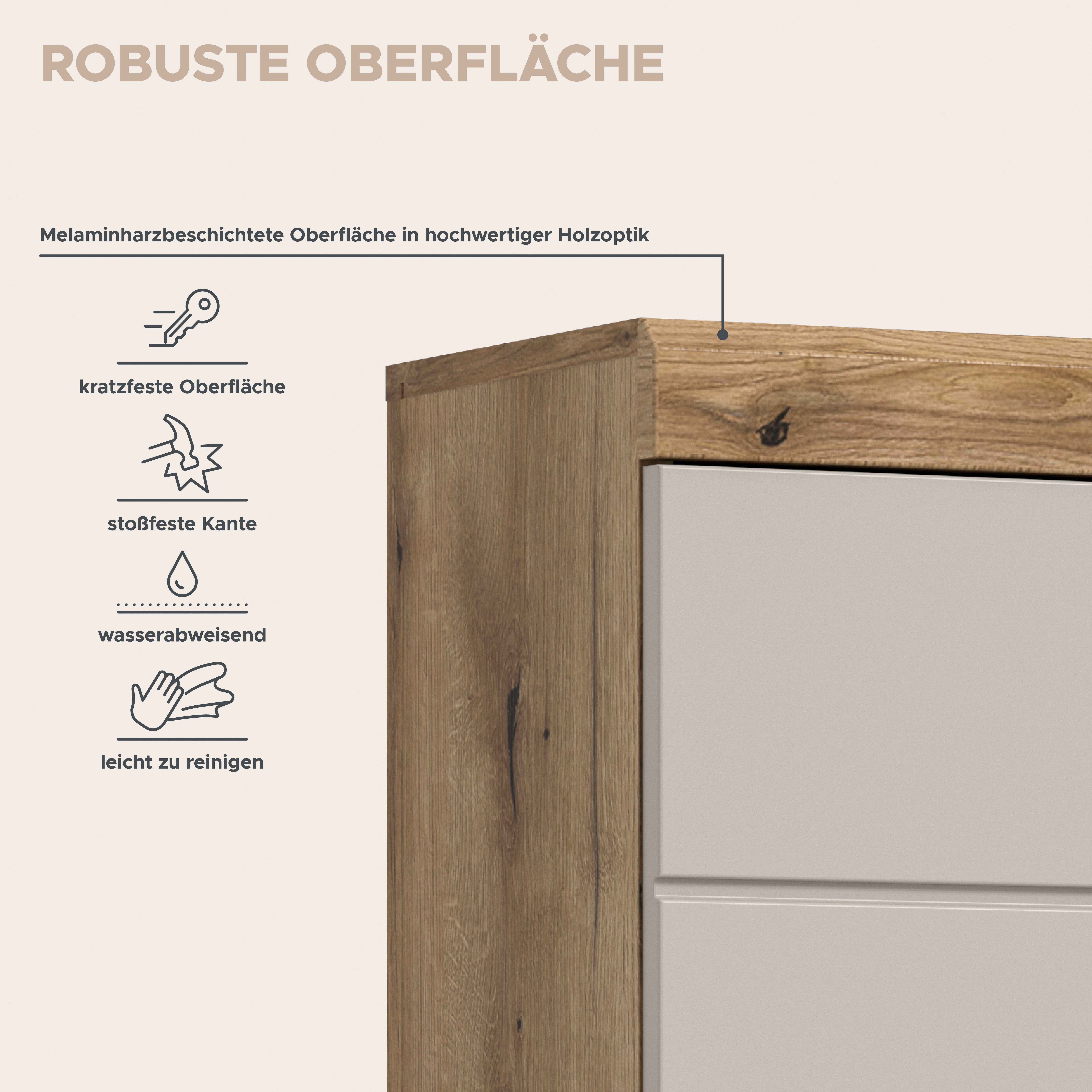 welltime Hängeschrank SIENA, Breite 37cm, 1 Tür, 1 offenes Fächer, 1 Einlegeboden, MDF-Front (1-St., TOPSELLER)