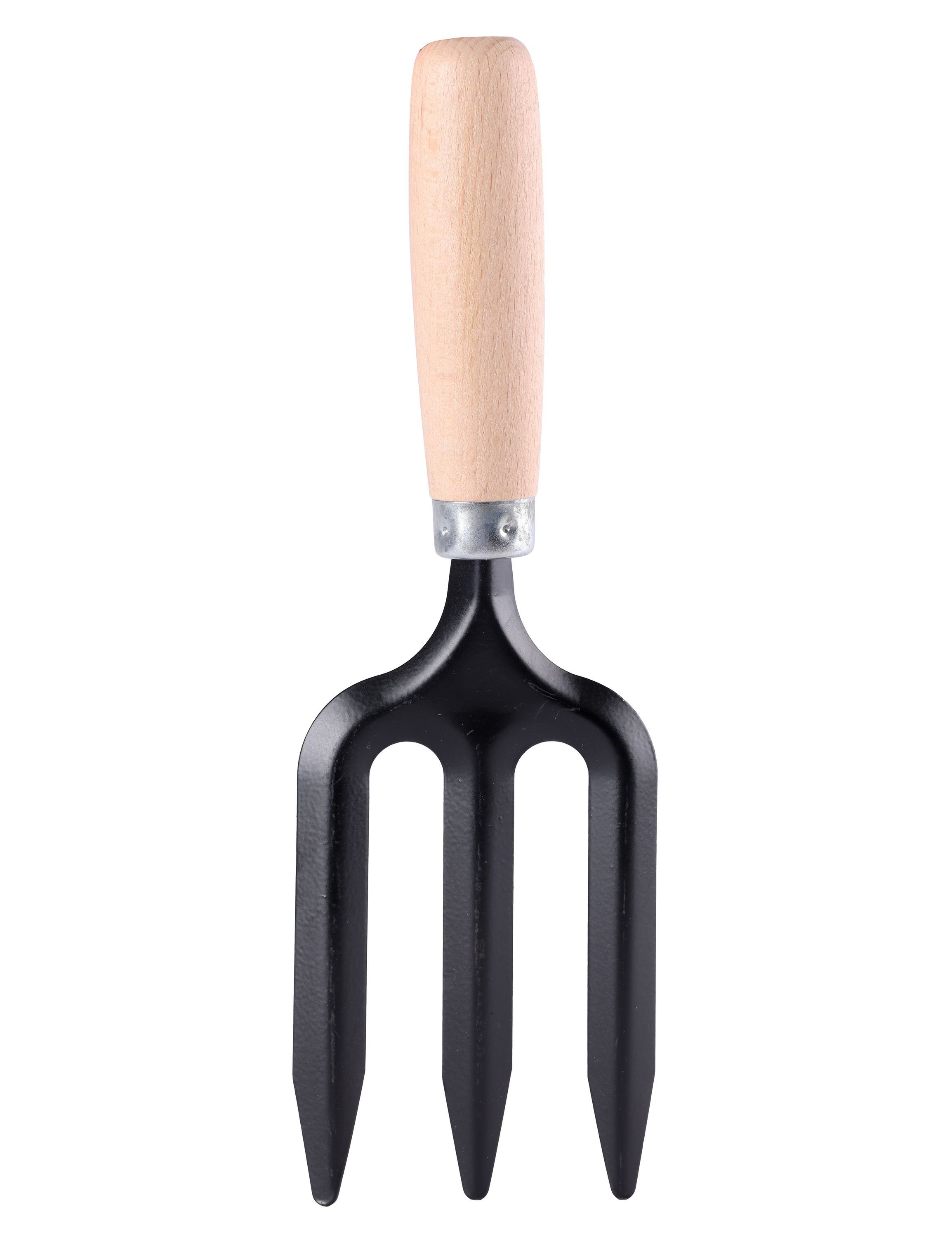 Garronda Blumengabel Mini Gartengabel klein Pflanzgabel mit Holzgriff Blumengabel GD-0005