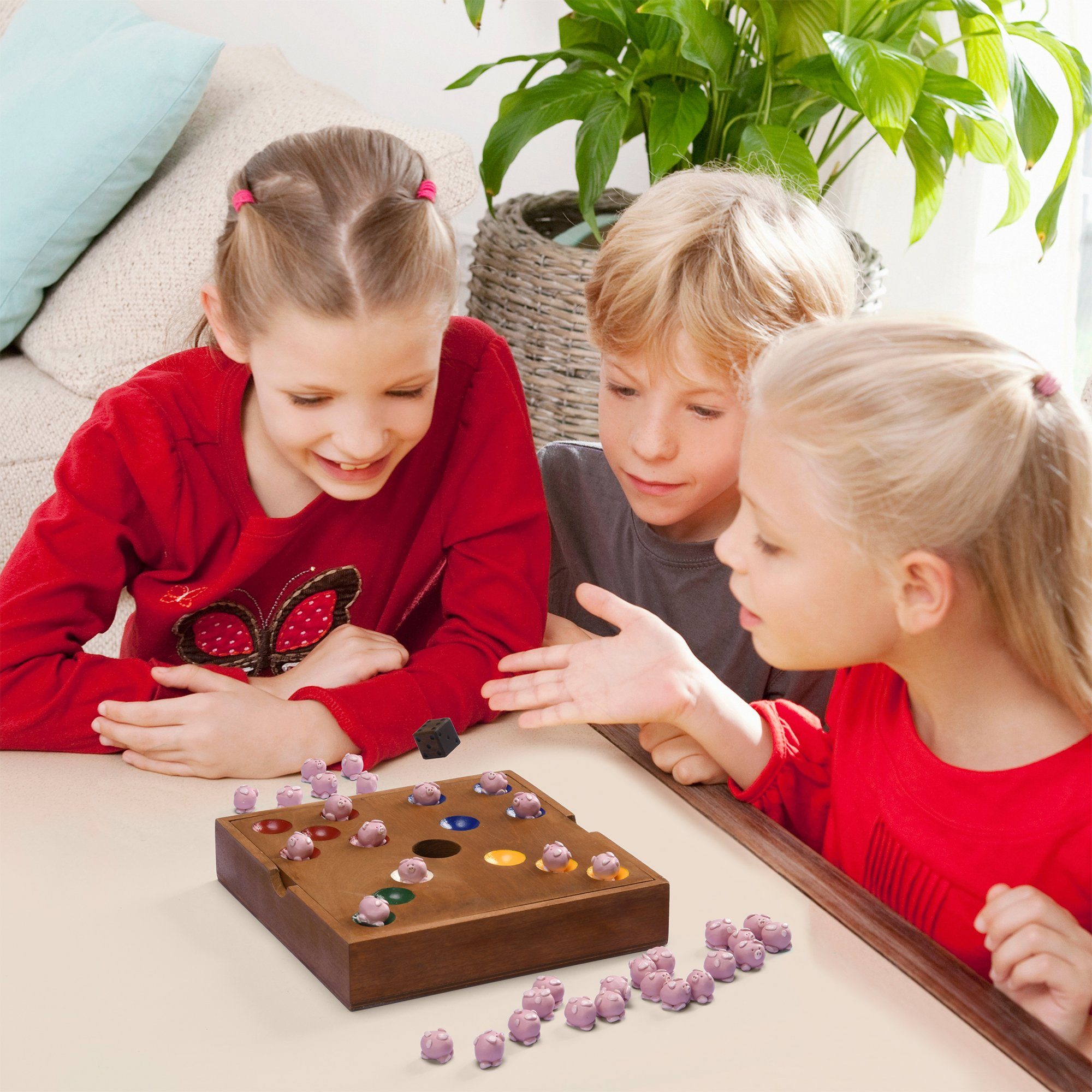 ideen.kollektiv Lernspielzeug ideen.kollektiv Ferkelrennen Teambuilding Wutzspiel, Würfelspiel Kooperationsspiel aus Holz Familienspiel Teambuilding – Bild 3 von 5