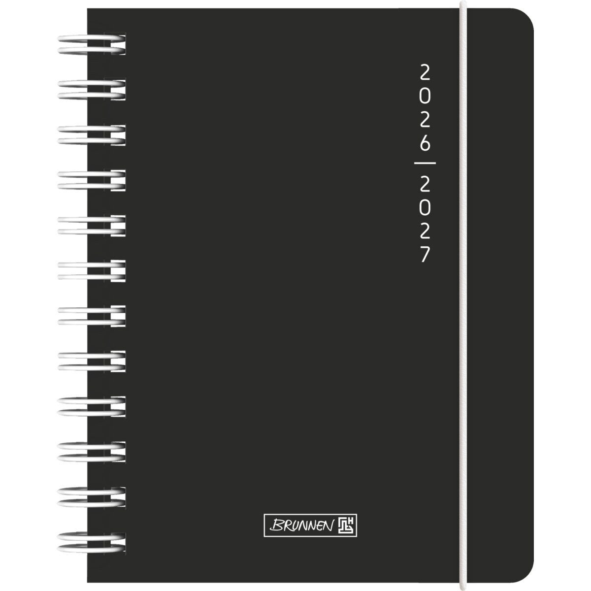 Buchkalender Schülerkalender A6 1 Tag/Seite Plain Black 2026/2027