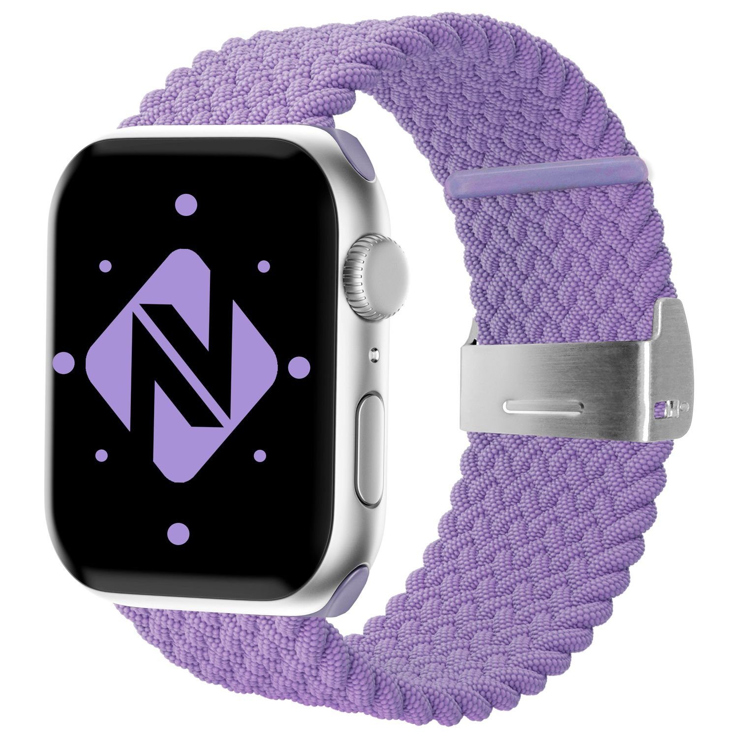 Nalia Smartwatch-Armband Apple Watch 38mm/40/41/42(Serie 10/11), Flecht-Stoff Uhr Ersatzband / Metall-Schließe / Stufenlos verstellbar