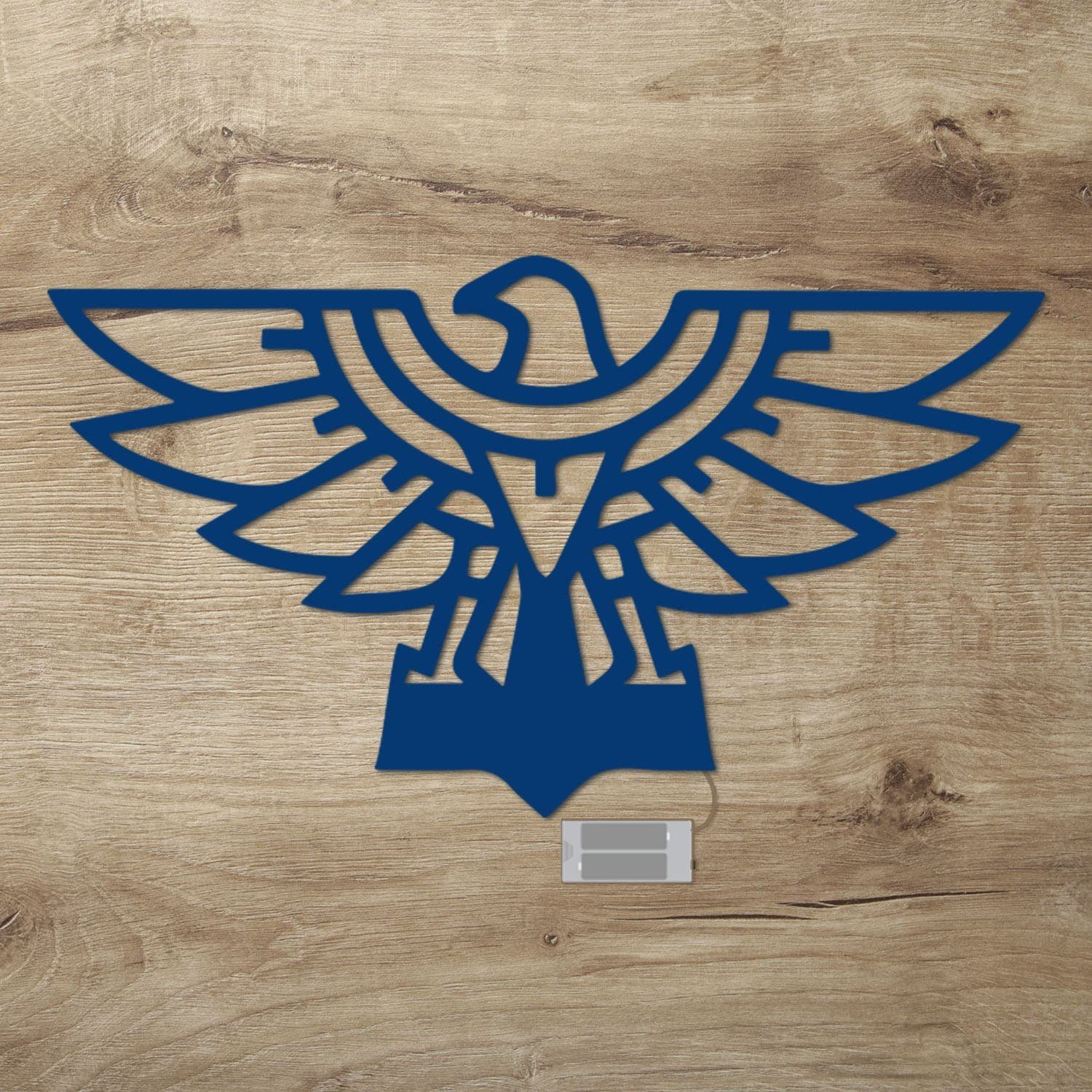 Namofactur LED Dekolicht Warmweiß Vogel Adler Dunkelblau Holz Wand fest integriert, LED Deko