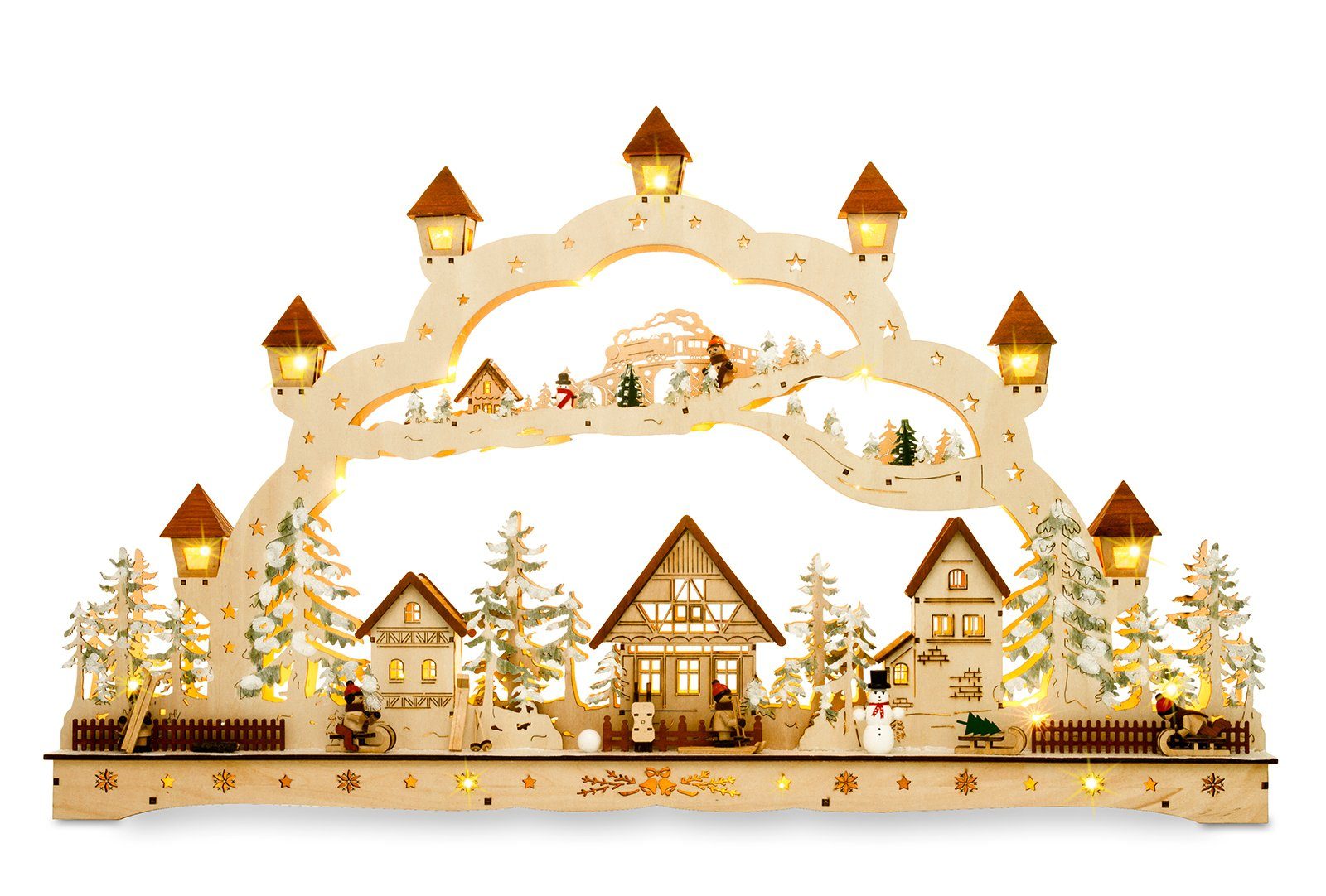 ca. Weihnachtsdorf Schwibbogen wundervoller LED SIKORA 78 Holz Schwibbogen XXXL cm LB77 L