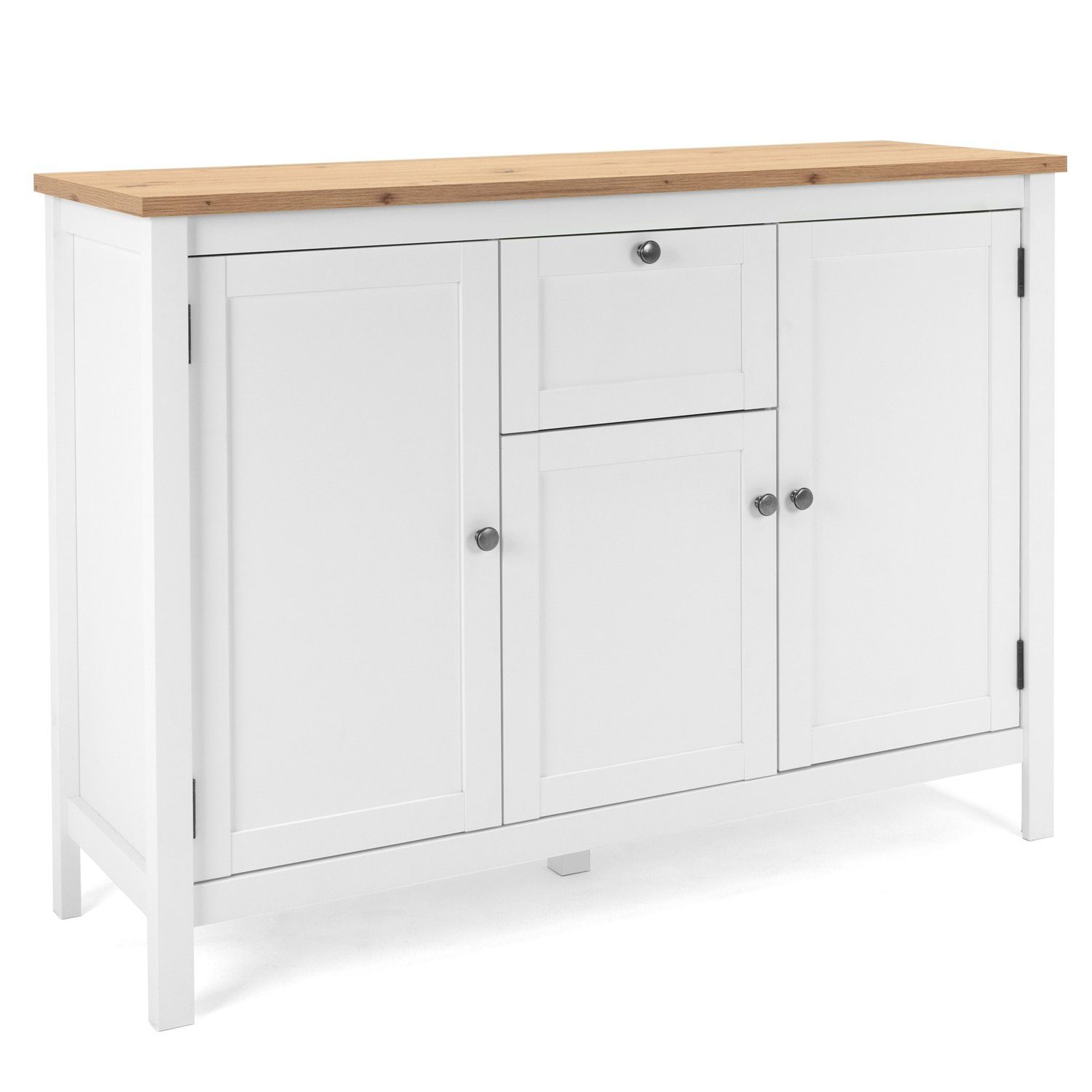 Homestyle4u Kommode 90x120 Sideboard Wohnzimmerschrank Weiß Holz Eiche Schublade 8 Fächer