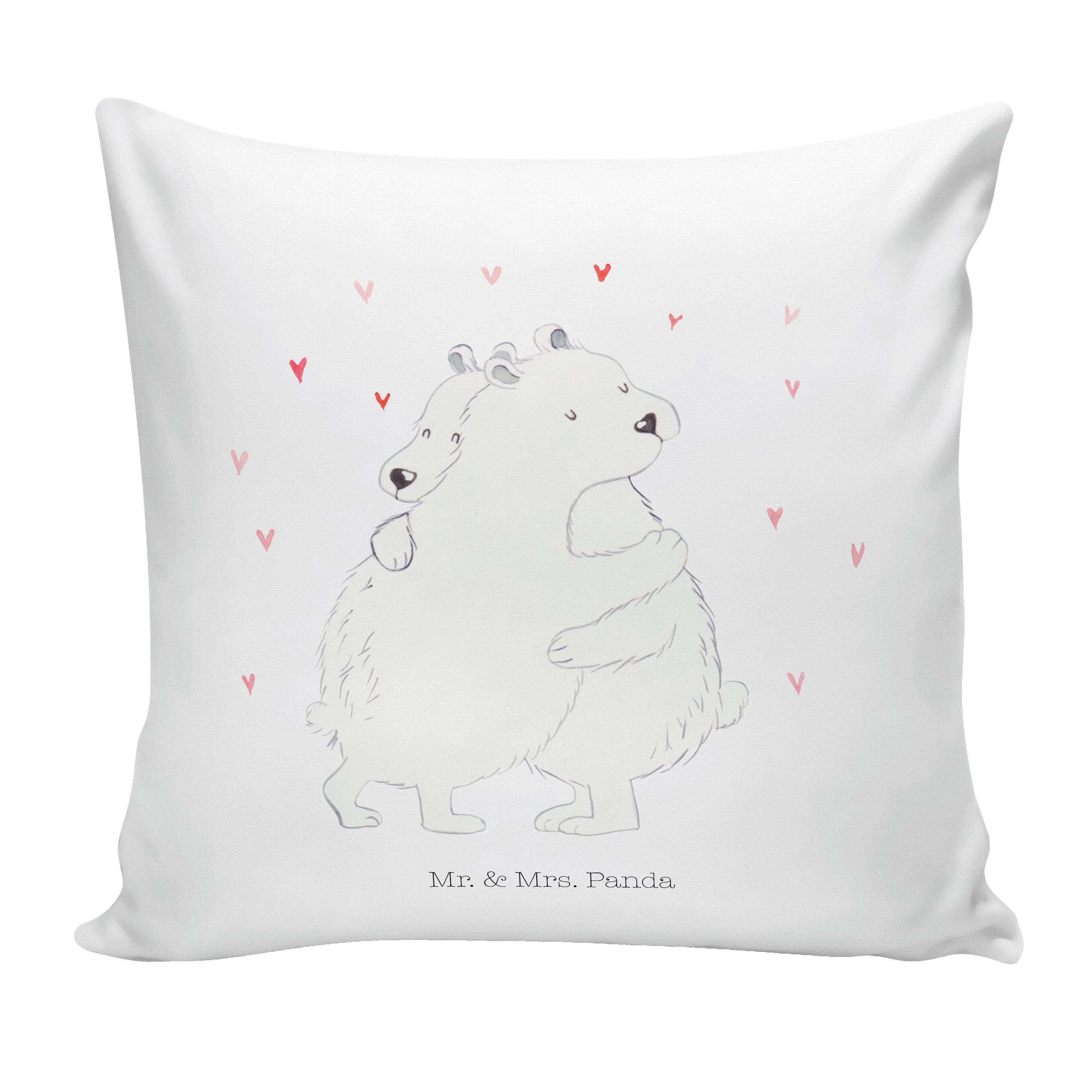 Mr. & Mrs. Panda Dekokissen Eisbär Umarmen - Weiß - Geschenk, süße Tiermotive, lustige Sprüche, S