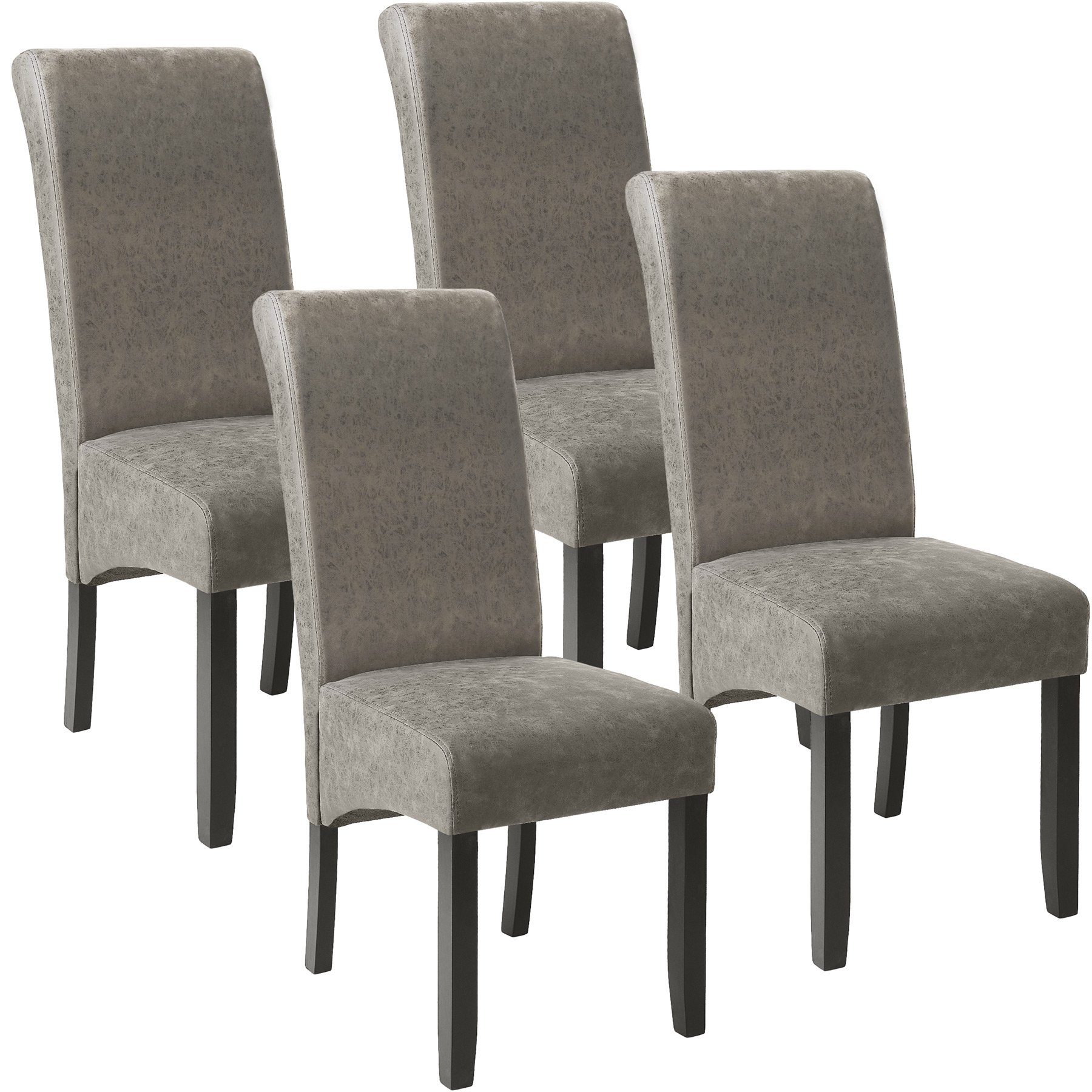 4 St), 4 Esszimmerstühle, tectake grau (4er, marmoriert Gepolstert Esszimmerstuhl ergonomisch, massives Hartholz