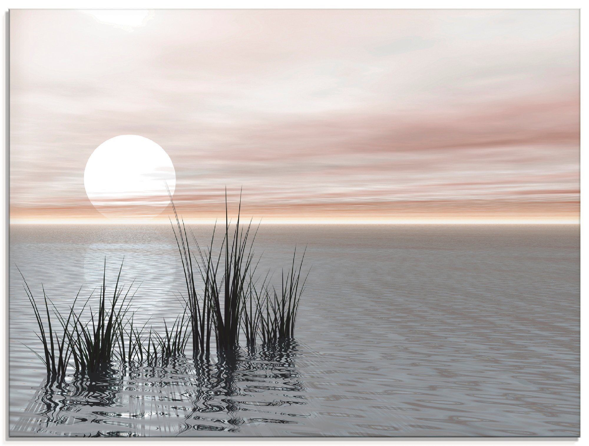 Schilf, der mm -untergang Abstand St), Größen, (1 freischwebend & Artland mit Sonnenuntergang Sonnenaufgang Wand, 6 von in verschiedenen Glasbild