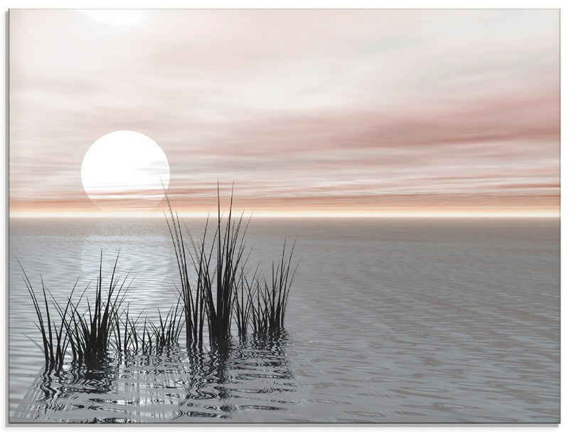 Artland Glasbild »Sonnenuntergang mit Schilf«, Sonnenaufgang & -untergang (1 St)
